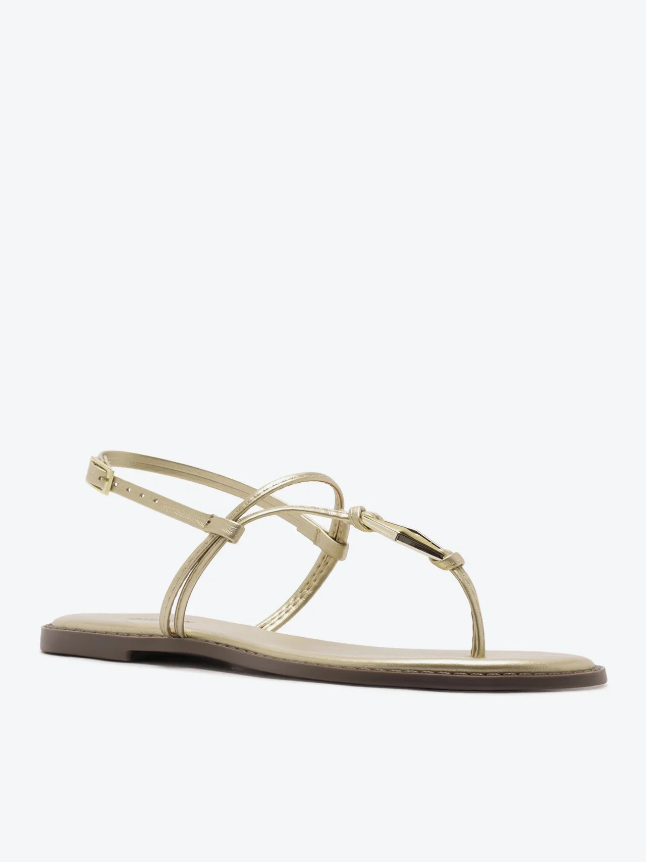 Sandália Rasteira Slim Detalhe Central Dourada