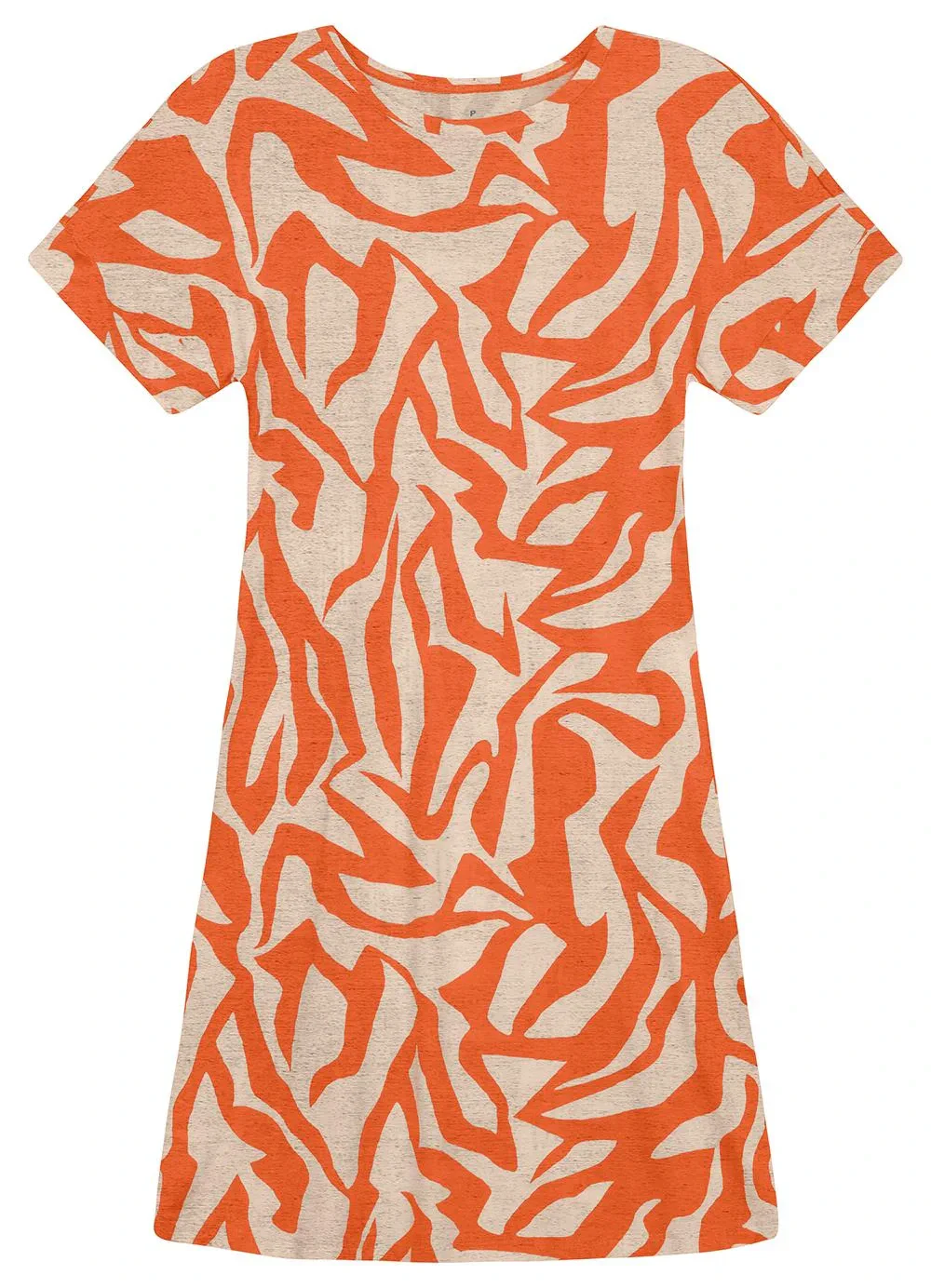 Malwee - Vestido Curto Amplo Orgânica Laranja