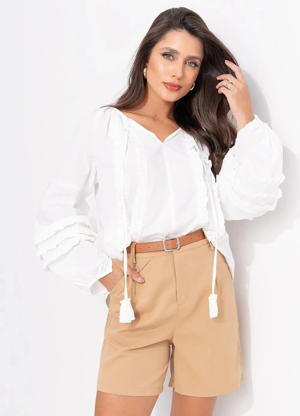 Quintess - Blusa Bata Off White Tricoline