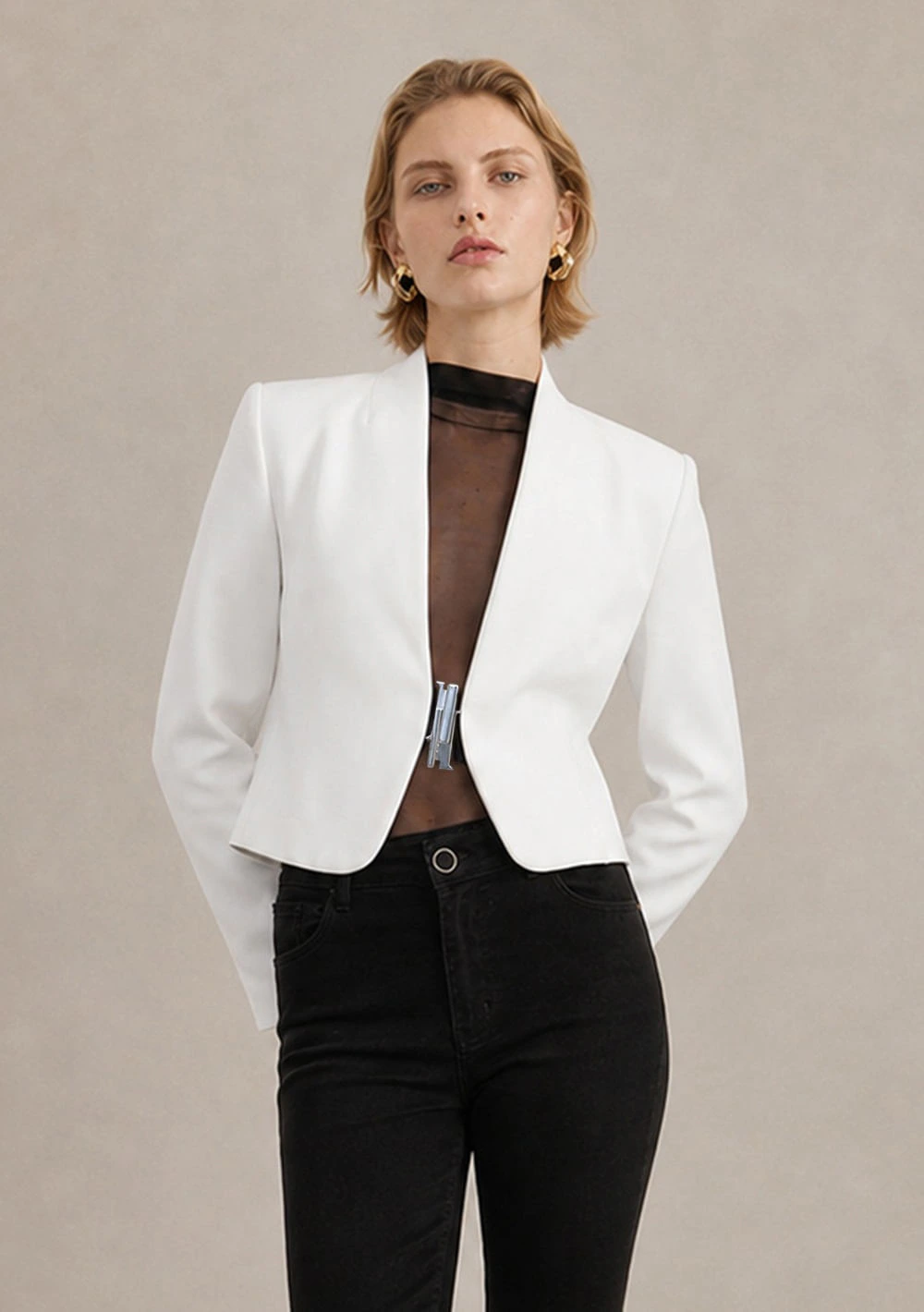 Blazer Aberto Cropped Profilo Off White