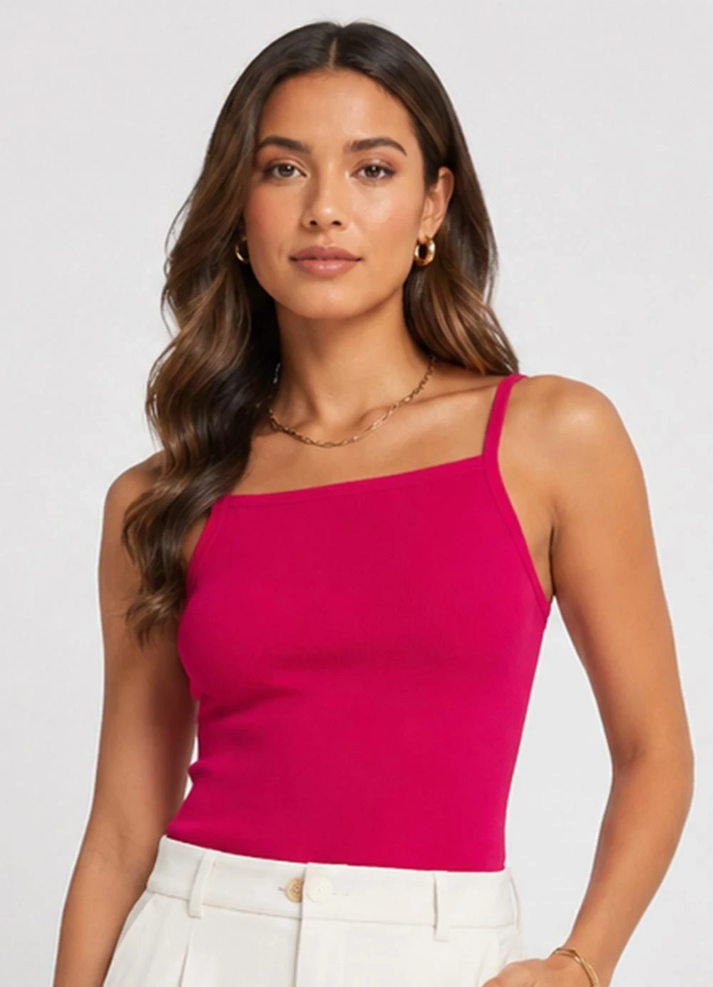 Infinita Cor - Blusa de Alça Feminina Tecido Henera Vermelho