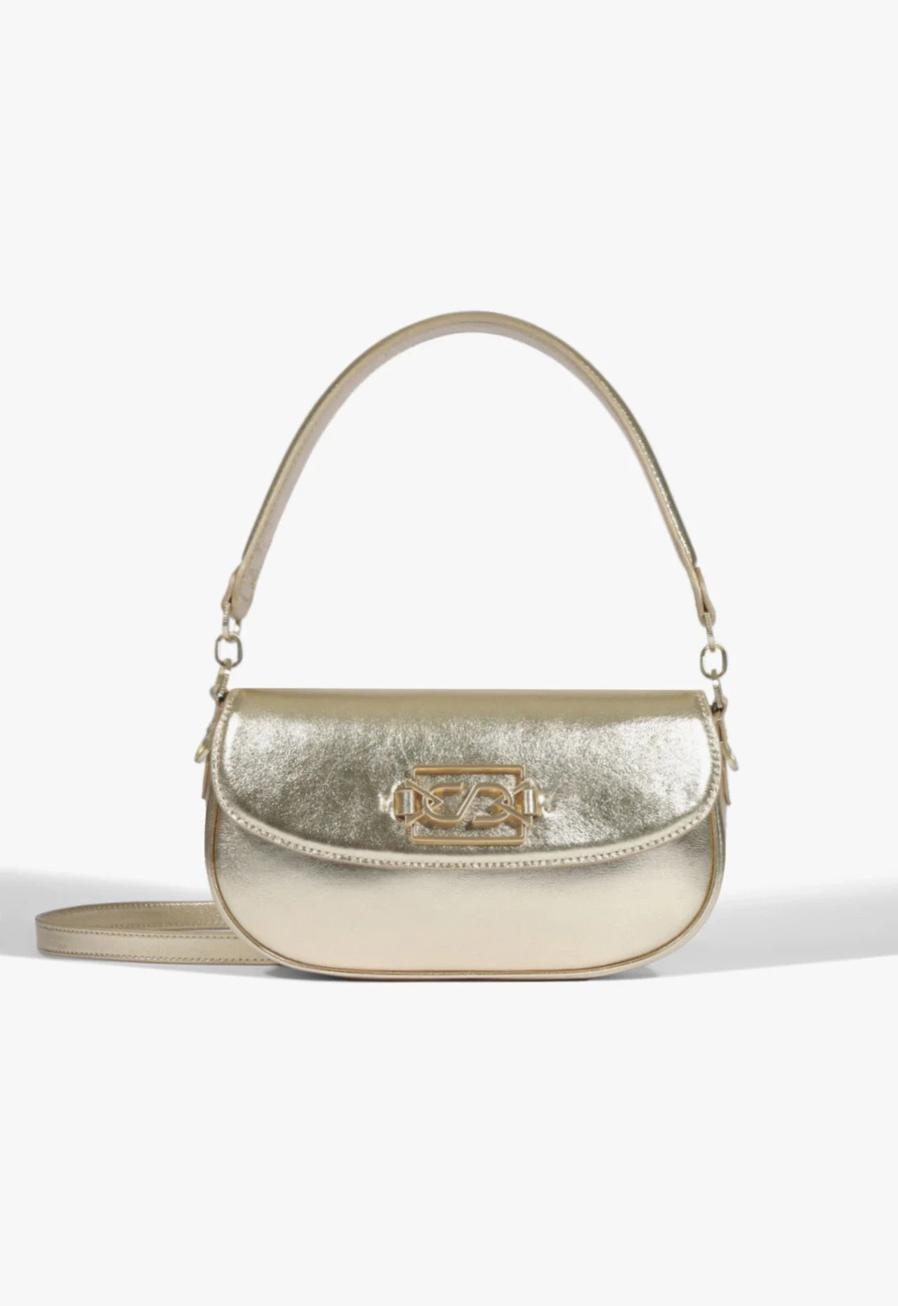 Bolsa Tiracolo Shoulder Camille Média Couro Dourada