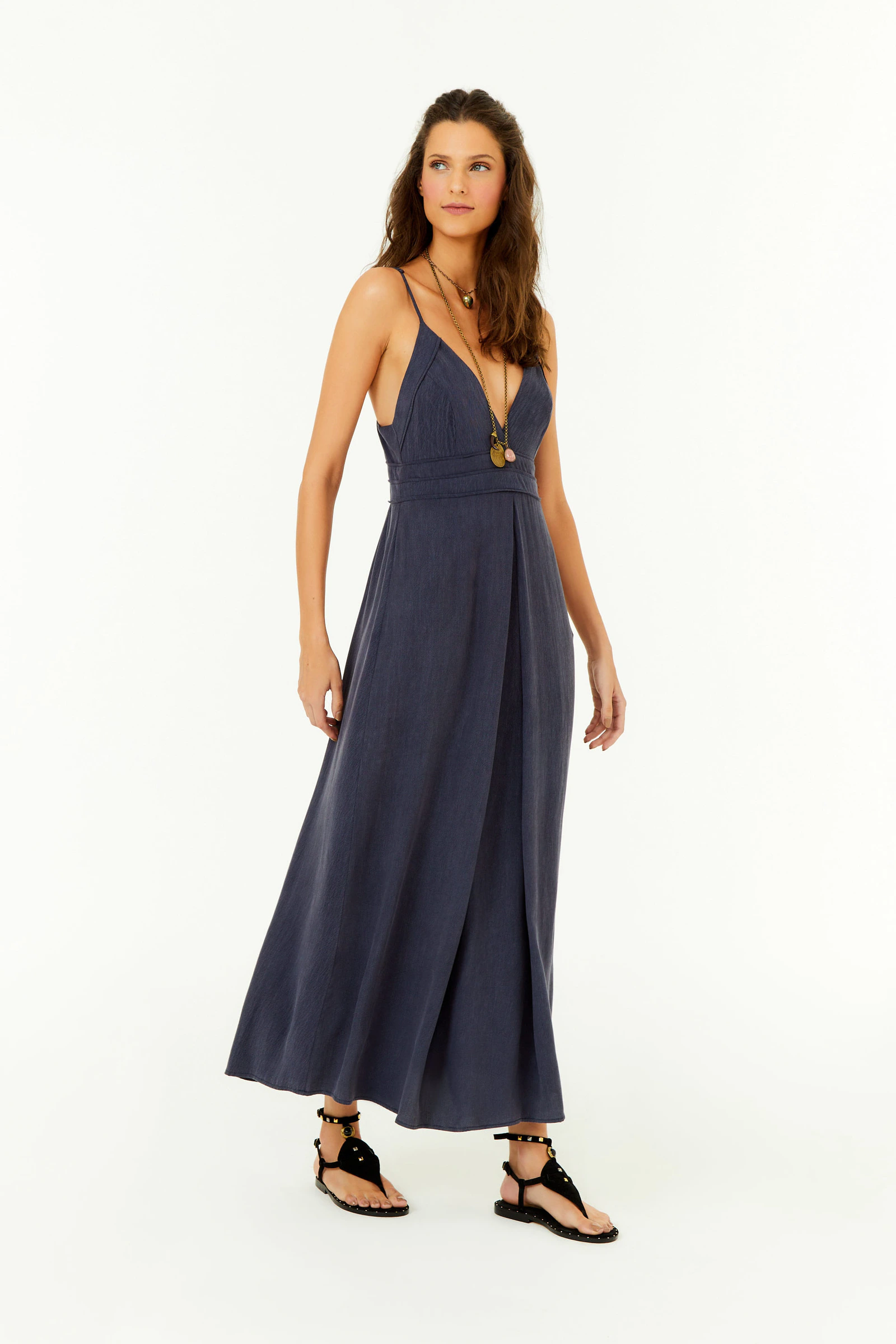 Vestido Midi Recortes Transpasse