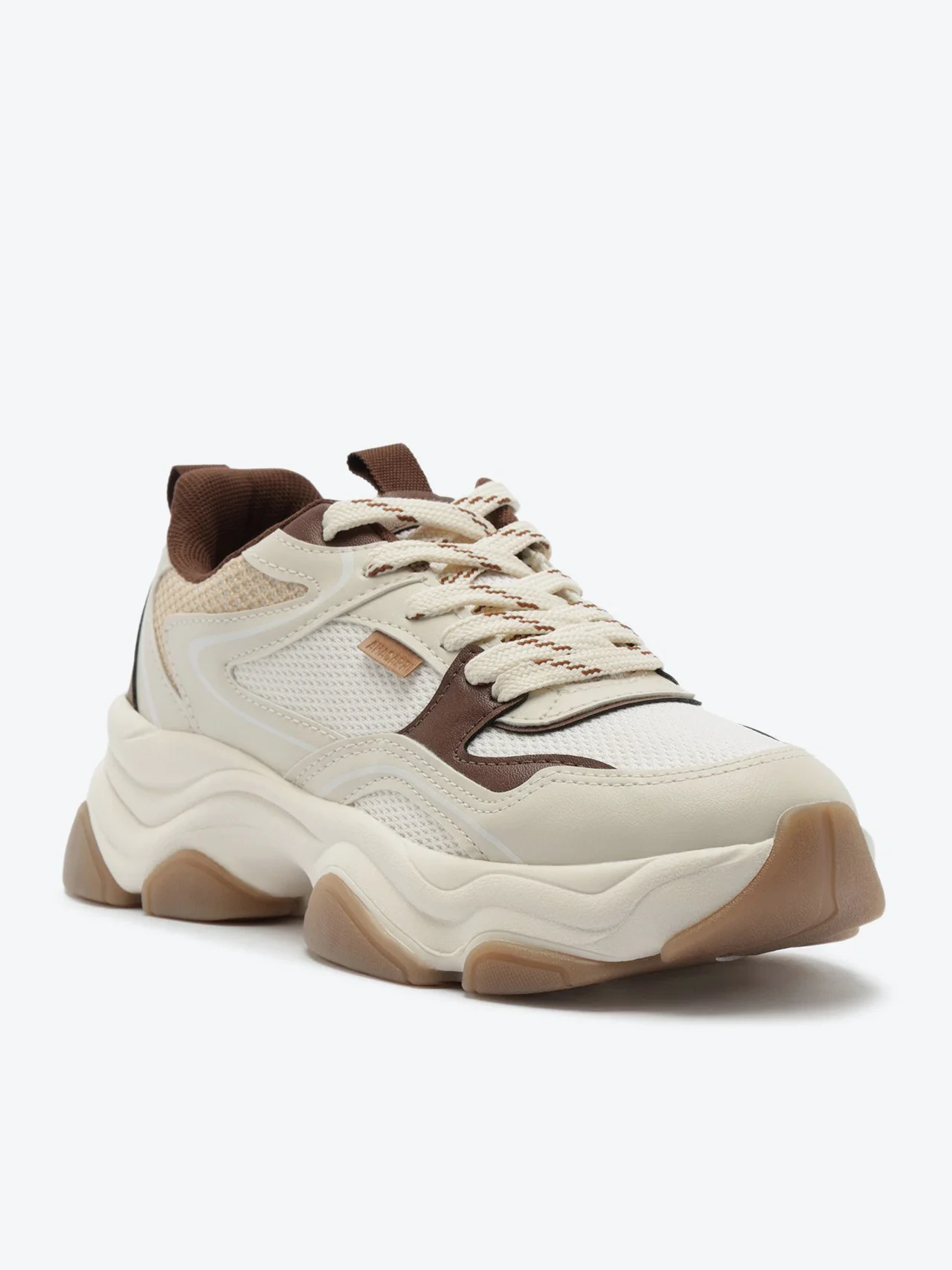 Tênis Robusto Alexa Detalhes Marrom e Branco