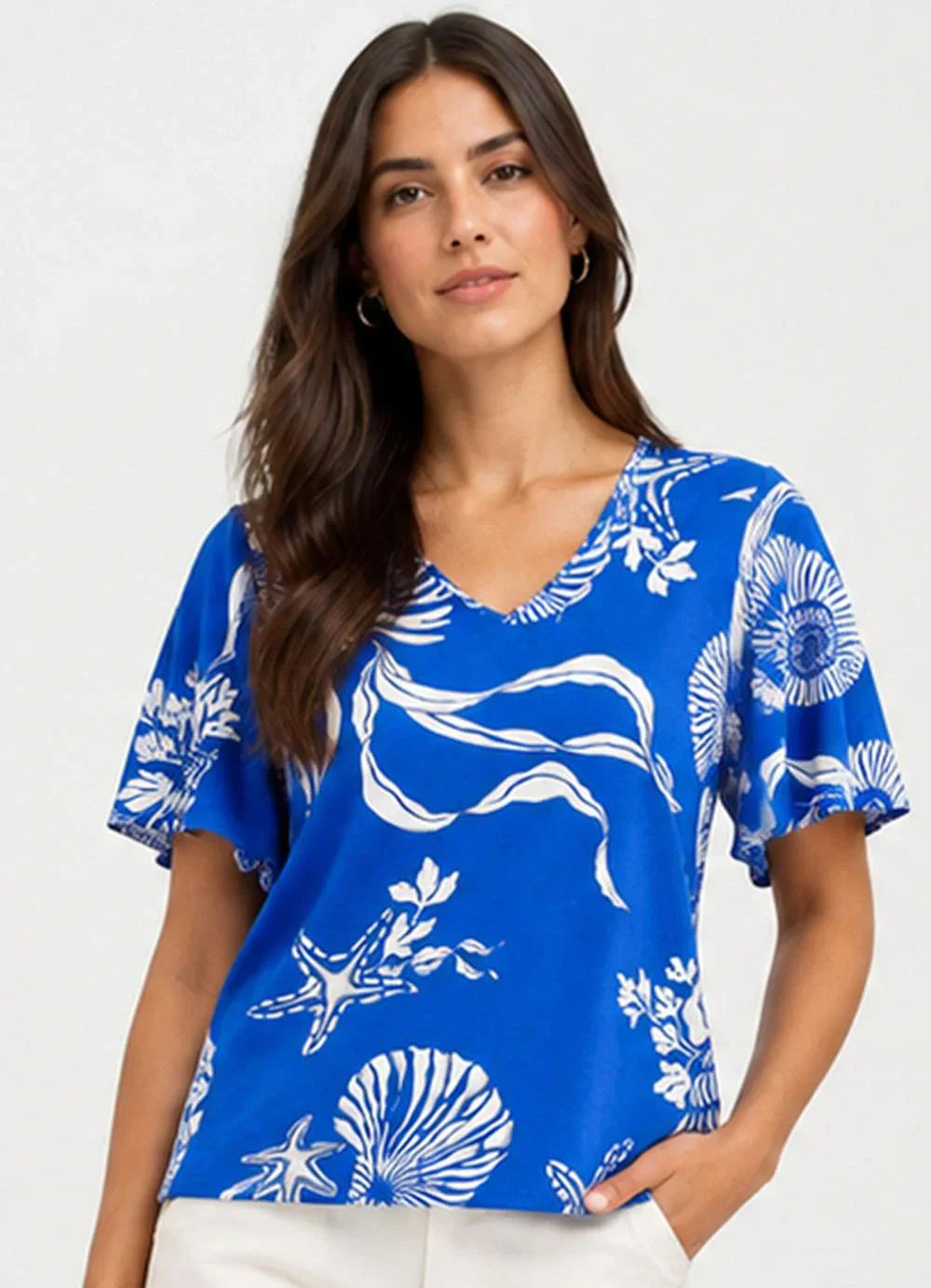 Infinita Cor - Blusa Feminina em Malha de Viscose Azul