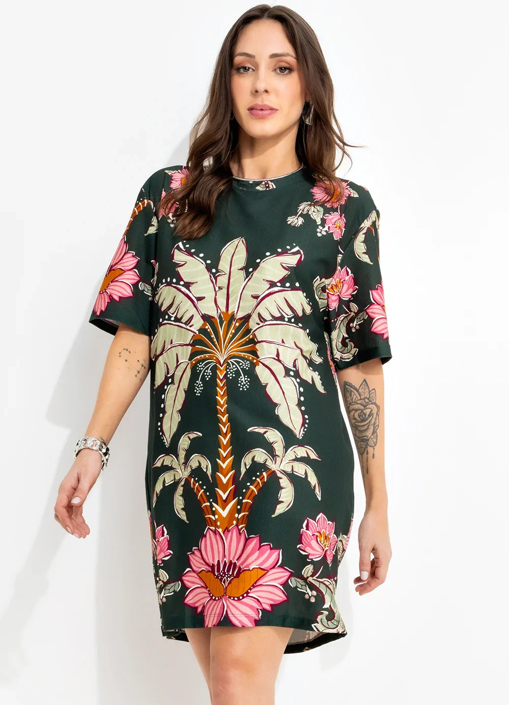 Farm - Vestido T-Shirt Ravenala Verde