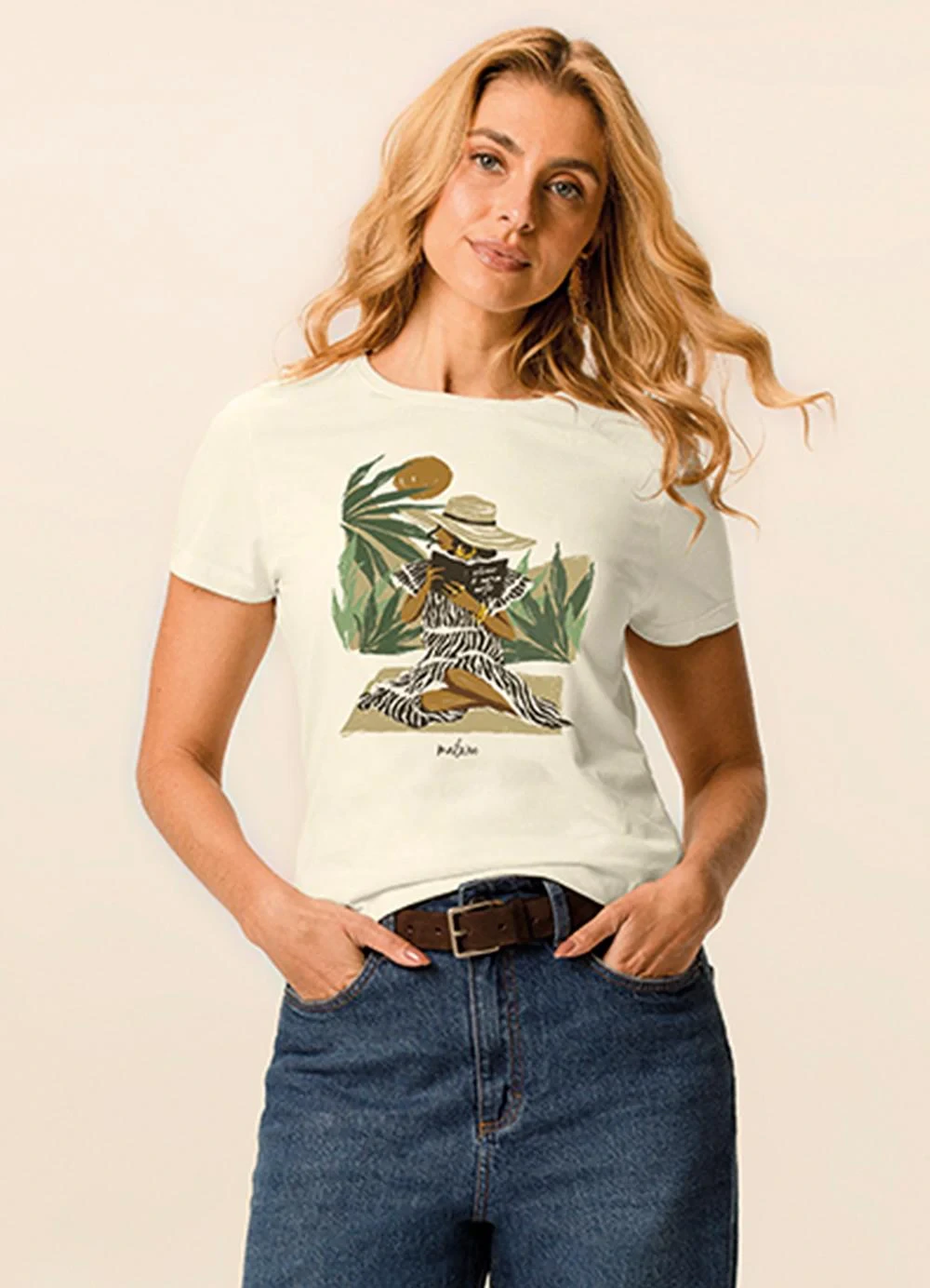 Malwee - Camiseta Slim Viver é Uma Arte Off White