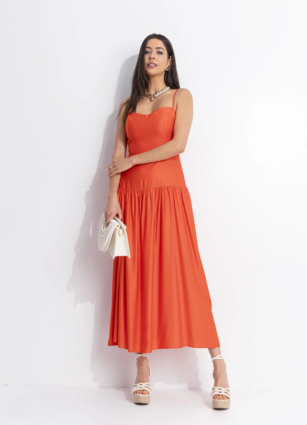 Colcci - Vestido em Viscose Laranja