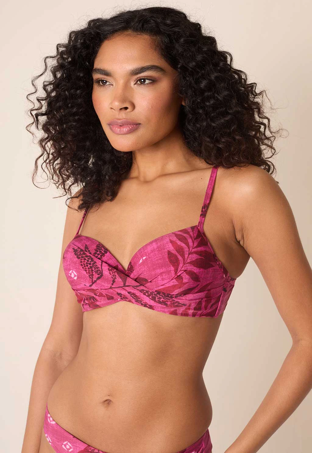 Top de Biquíni Millis Power Transpassado - Nature Print Pink