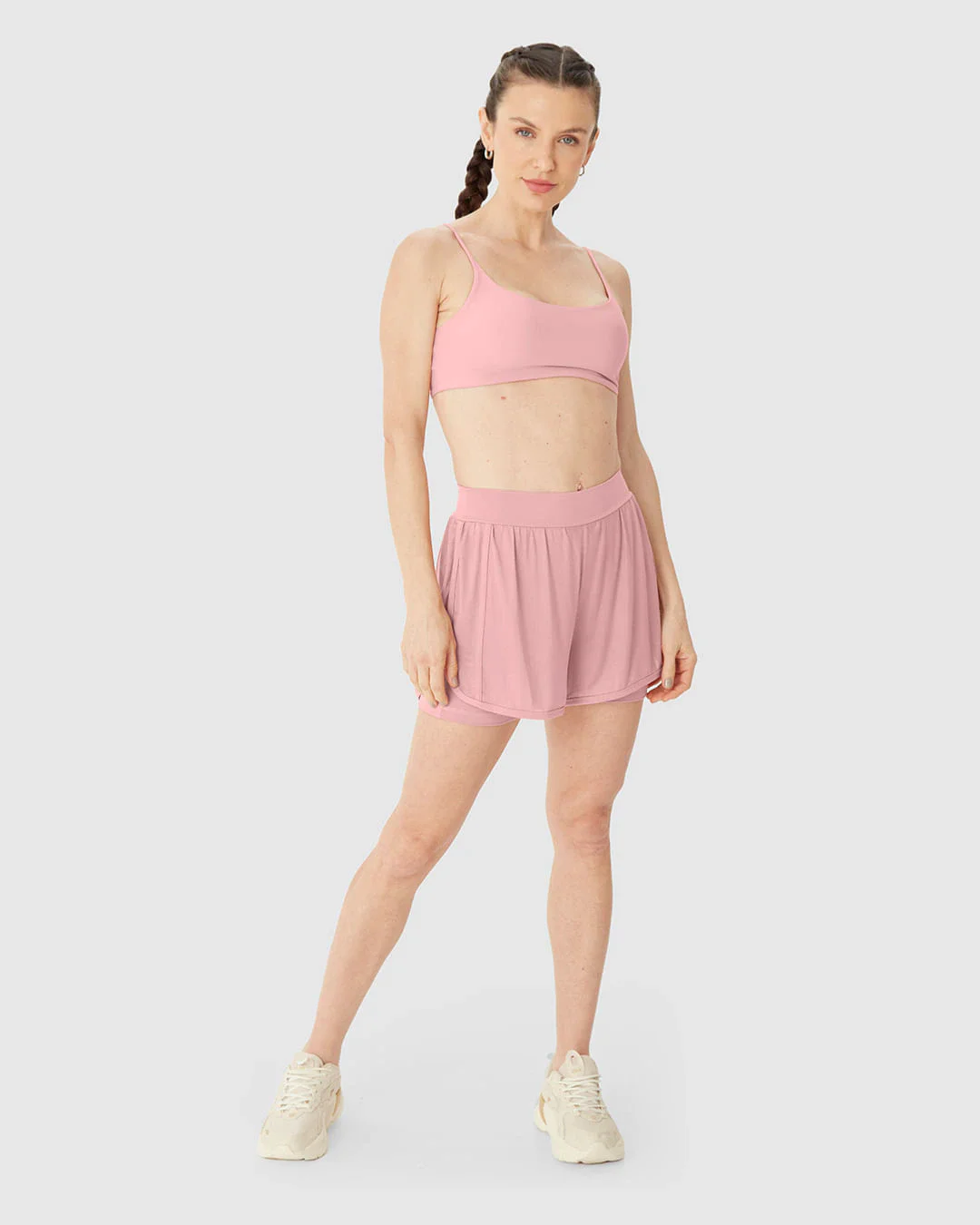 Shorts Esportivo Feminino Duplo Em Double Jersey E Tule Malwee Active