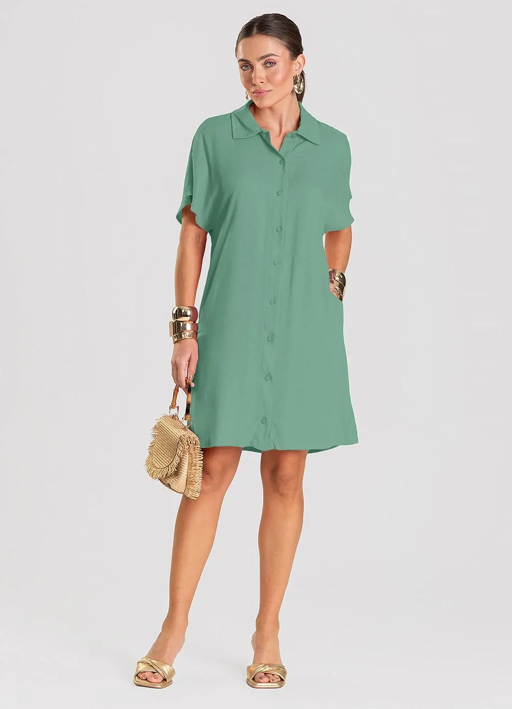 Dianna - Vestido Feminino Chemise Verde