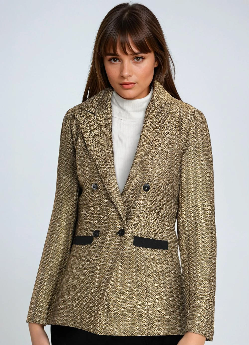 bonprix - Blazer Dourado em Tweed