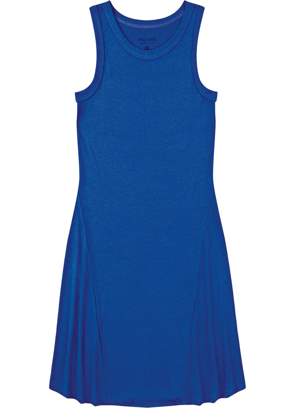 Malwee - Vestido Evasê Canelado Azul Royal