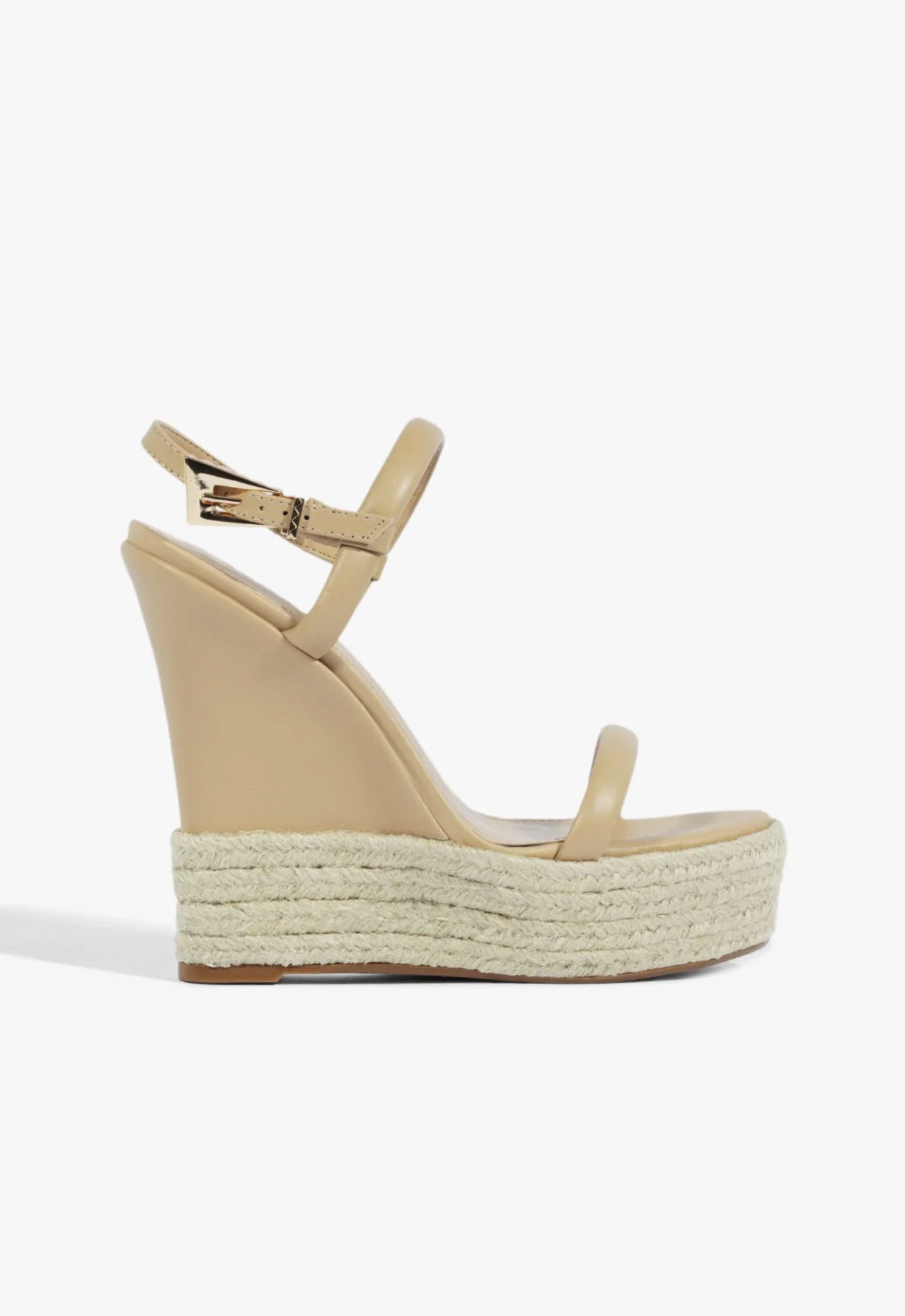 Sandália Espadrille Anabela Couro Bege