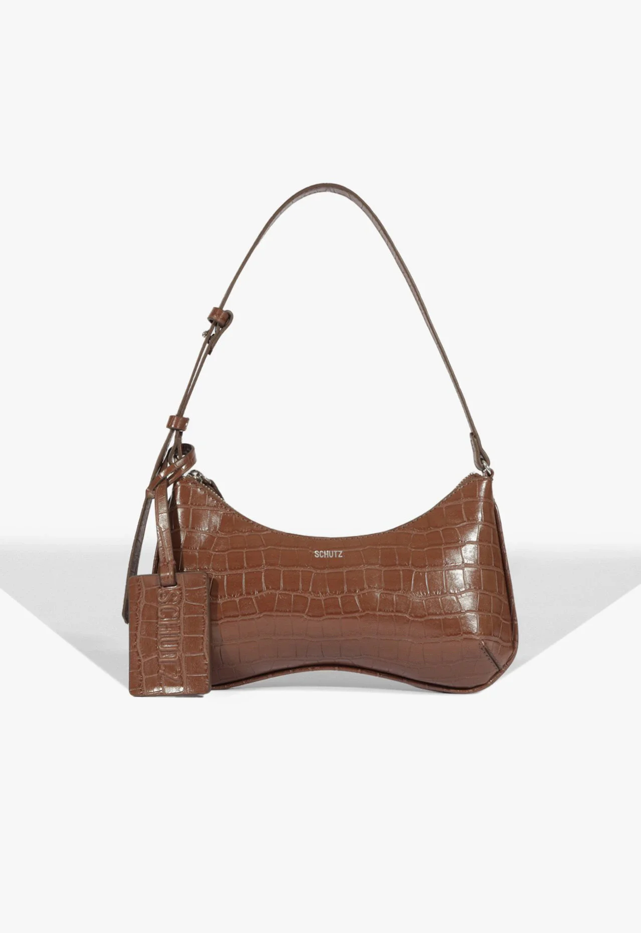 Bolsa Média Yumi Croco Marrom