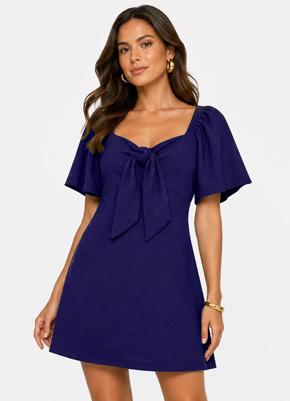 Infinita Cor - Vestido Feminino Curto Malha Visco Classic Azul