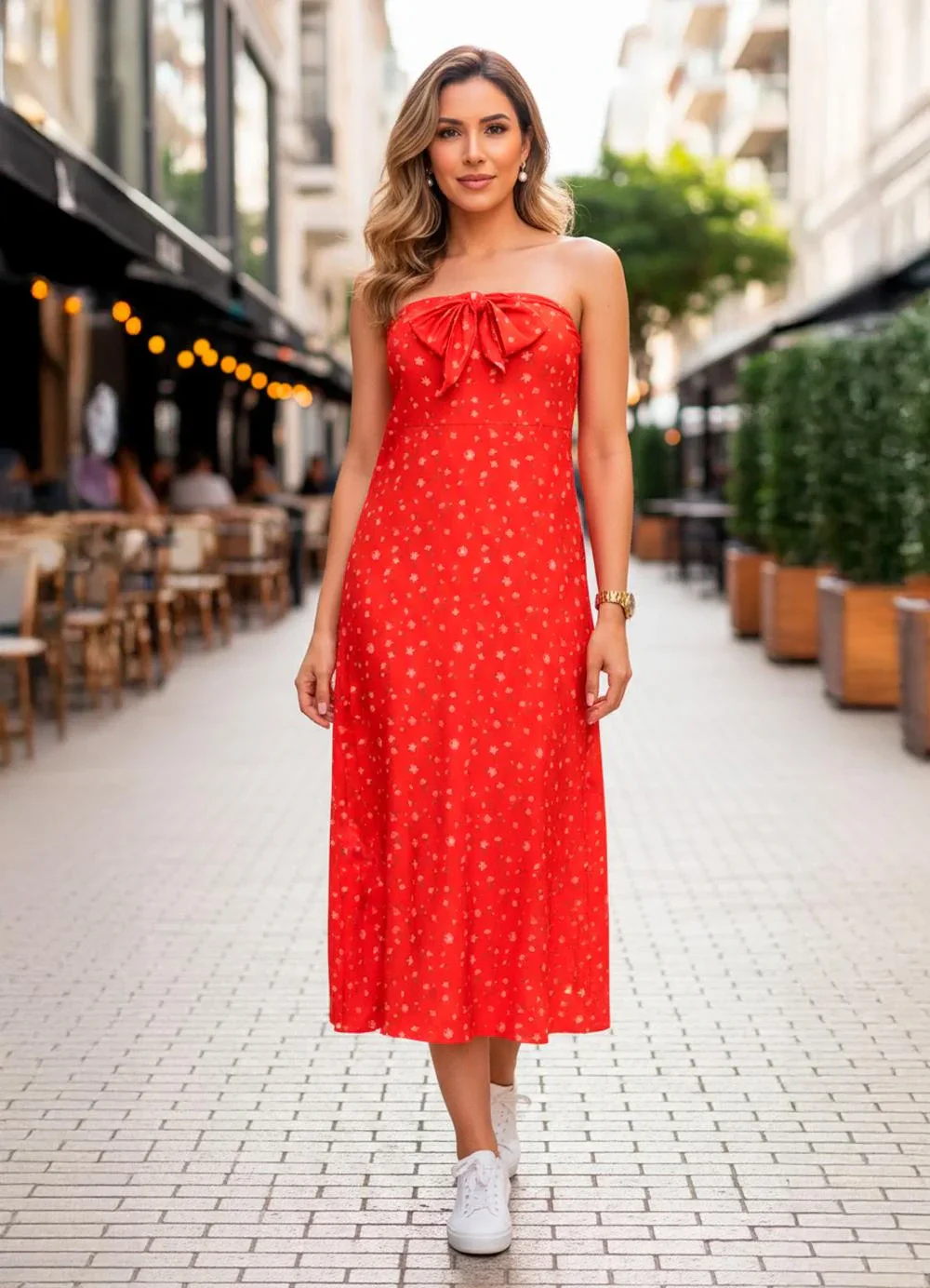 Quintess - Vestido Liberty Vermelho em Malha Fria