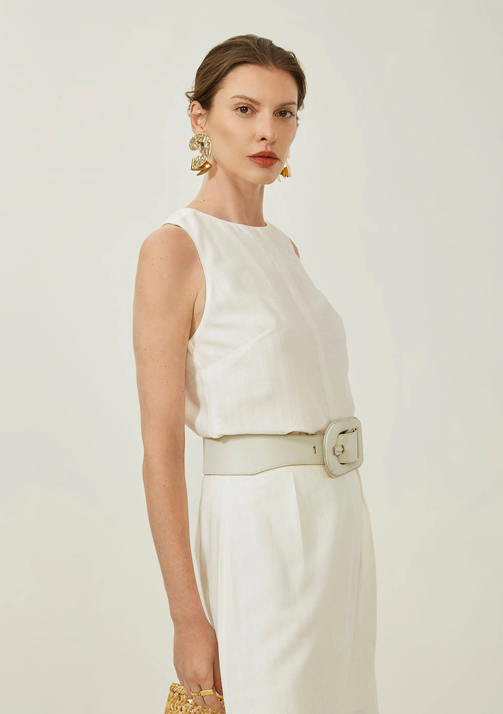 Regata Maria.Valentina Solta Decote Careca Padrão Off White