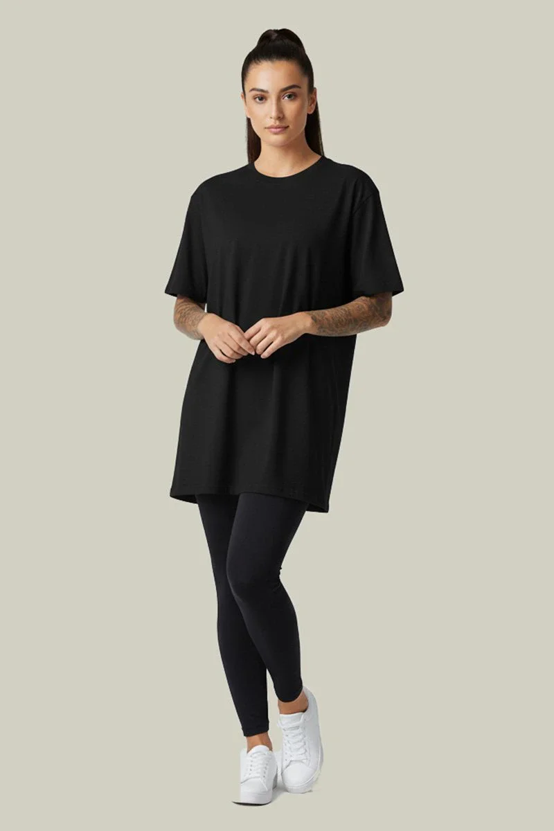 Camiseta Oversized Feminina Preta Algodão Prime Premium WSS
