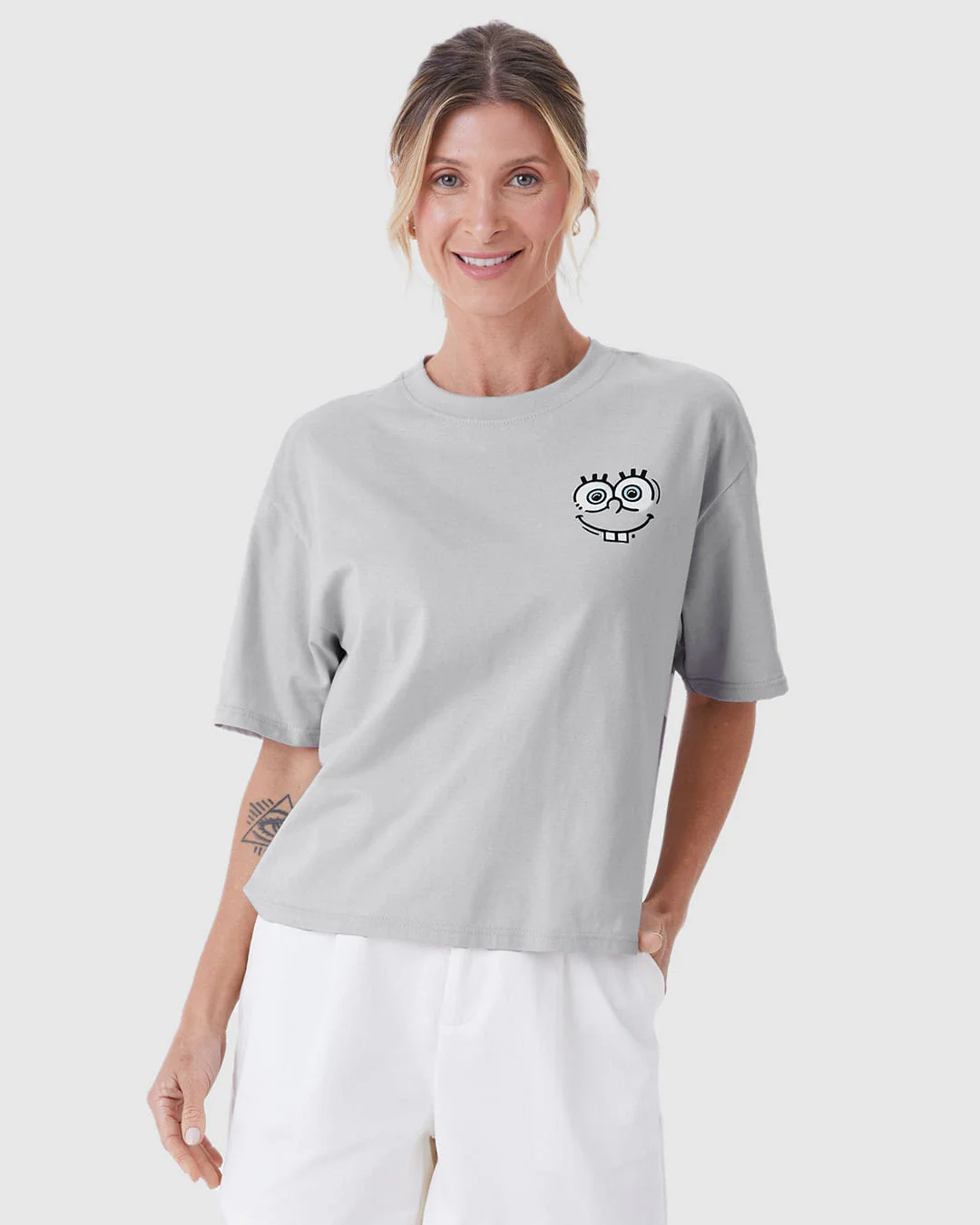 Camiseta Feminina Box Bob Esponja Em Algodão