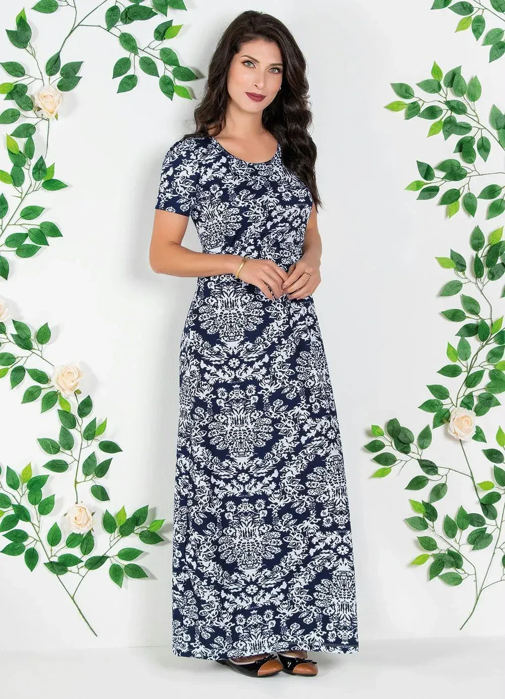 Rosalie - Vestido Longo Estampa Arabesco