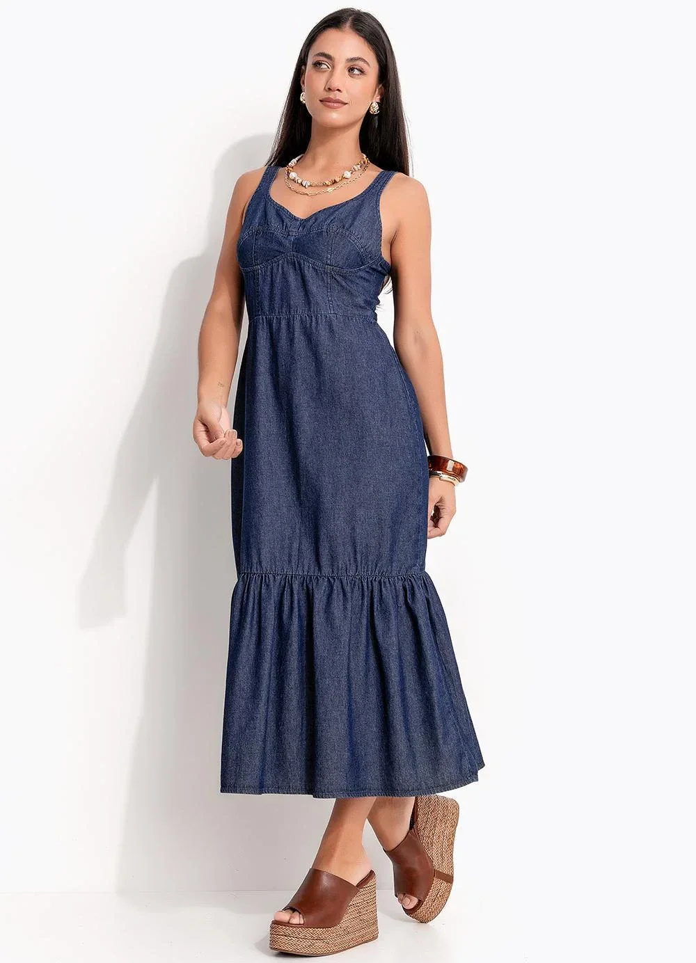 Quintess - Vestido Jeans Escuro em Jeans