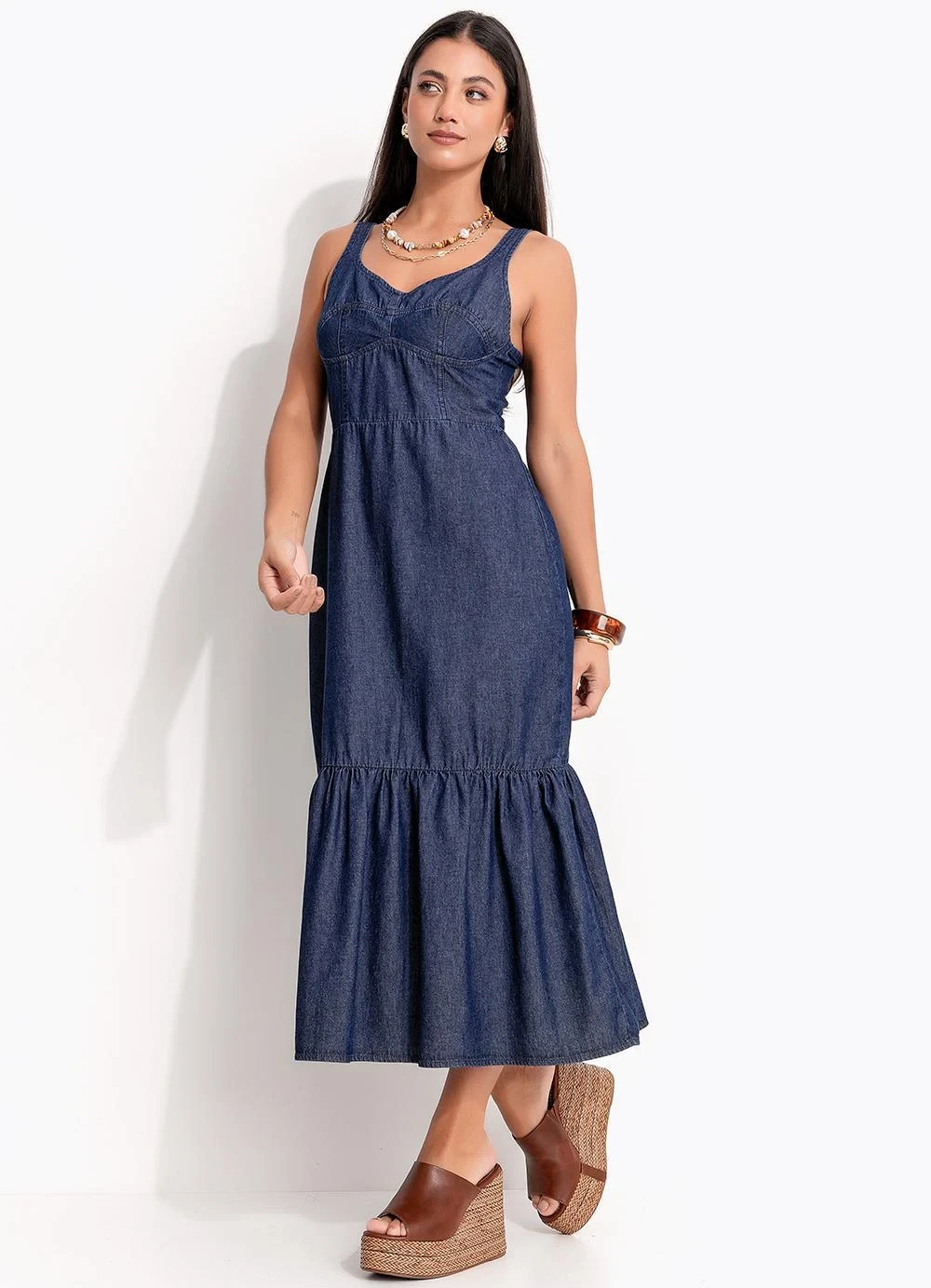 Quintess - Vestido Jeans Escuro em Jeans