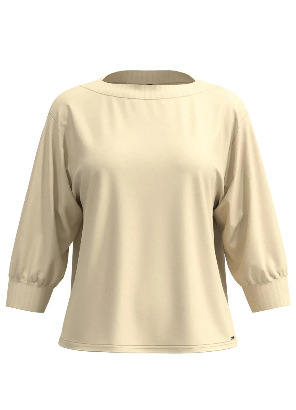 Lunender - Blusa com Mangas 3/4 em Malha Responsável Bege