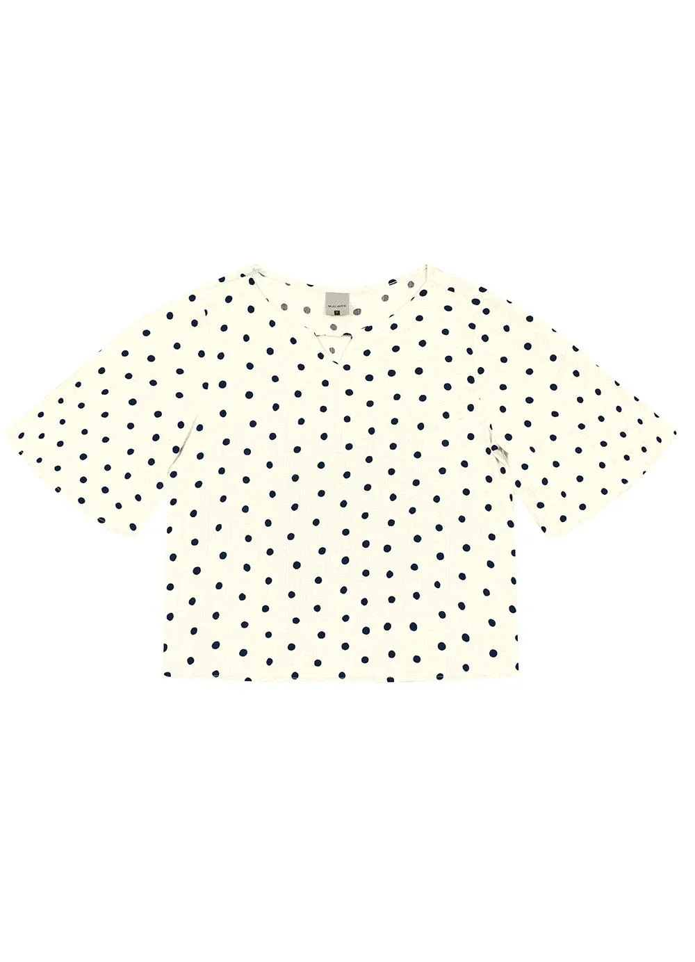 Malwee - Blusa Bata Poá Maquinetada Creme