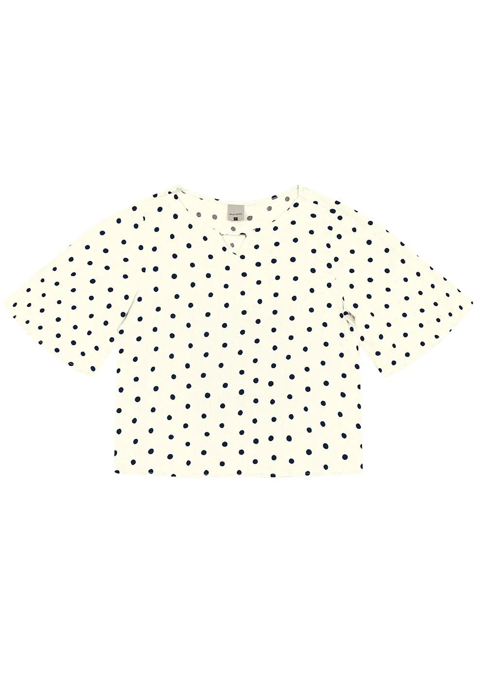 Malwee - Blusa Bata Poá Maquinetada Creme