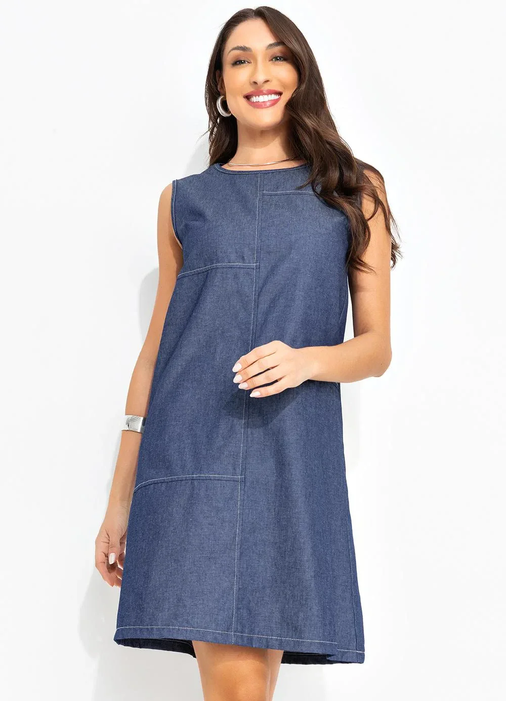 Bimini - Vestido Azul em Jeans Leve