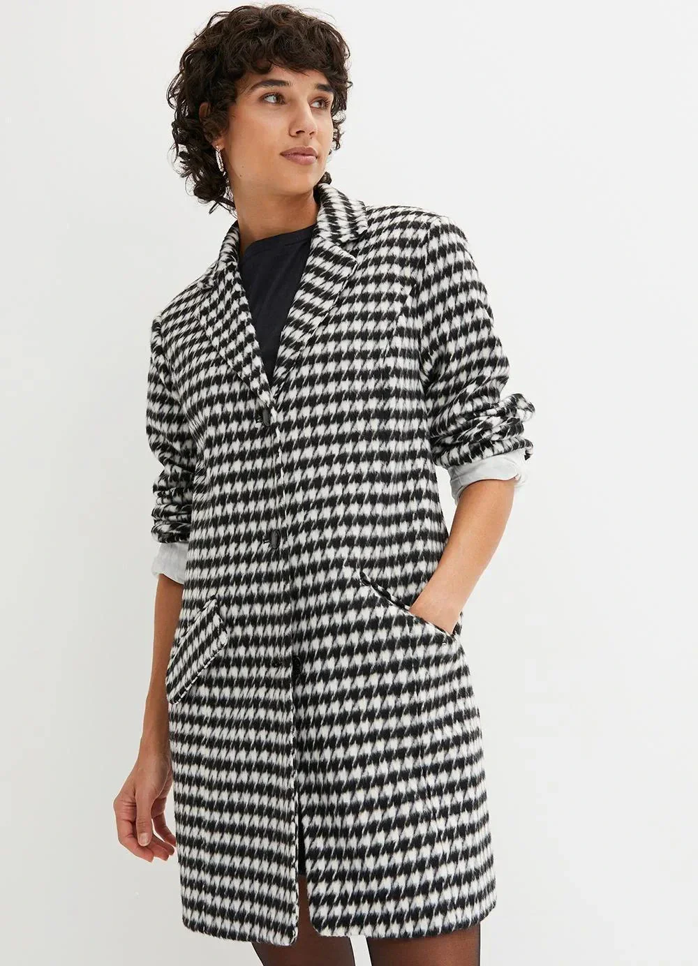 bonprix - Sobretudo Pied Poule em Tweed