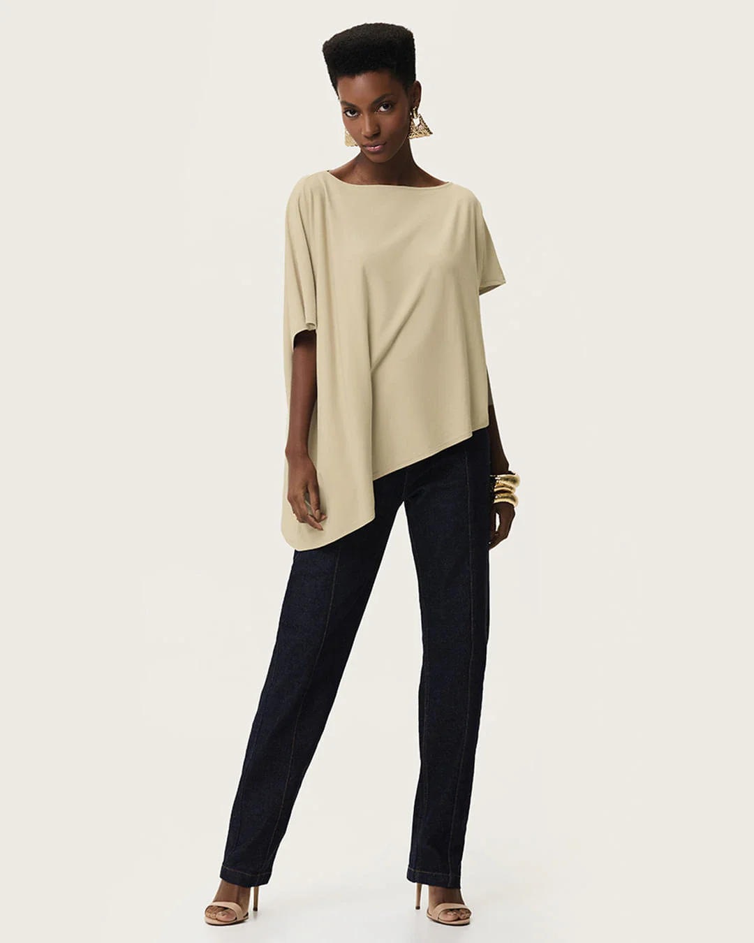 Blusa Oversized Feminina Assimétrica Malha Crepe - ENFIM