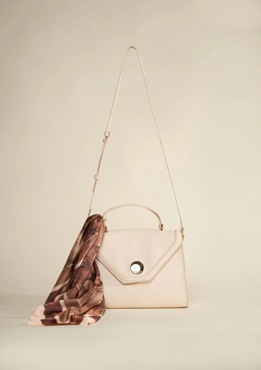 Bolsa Handbag Com Lenço Off White