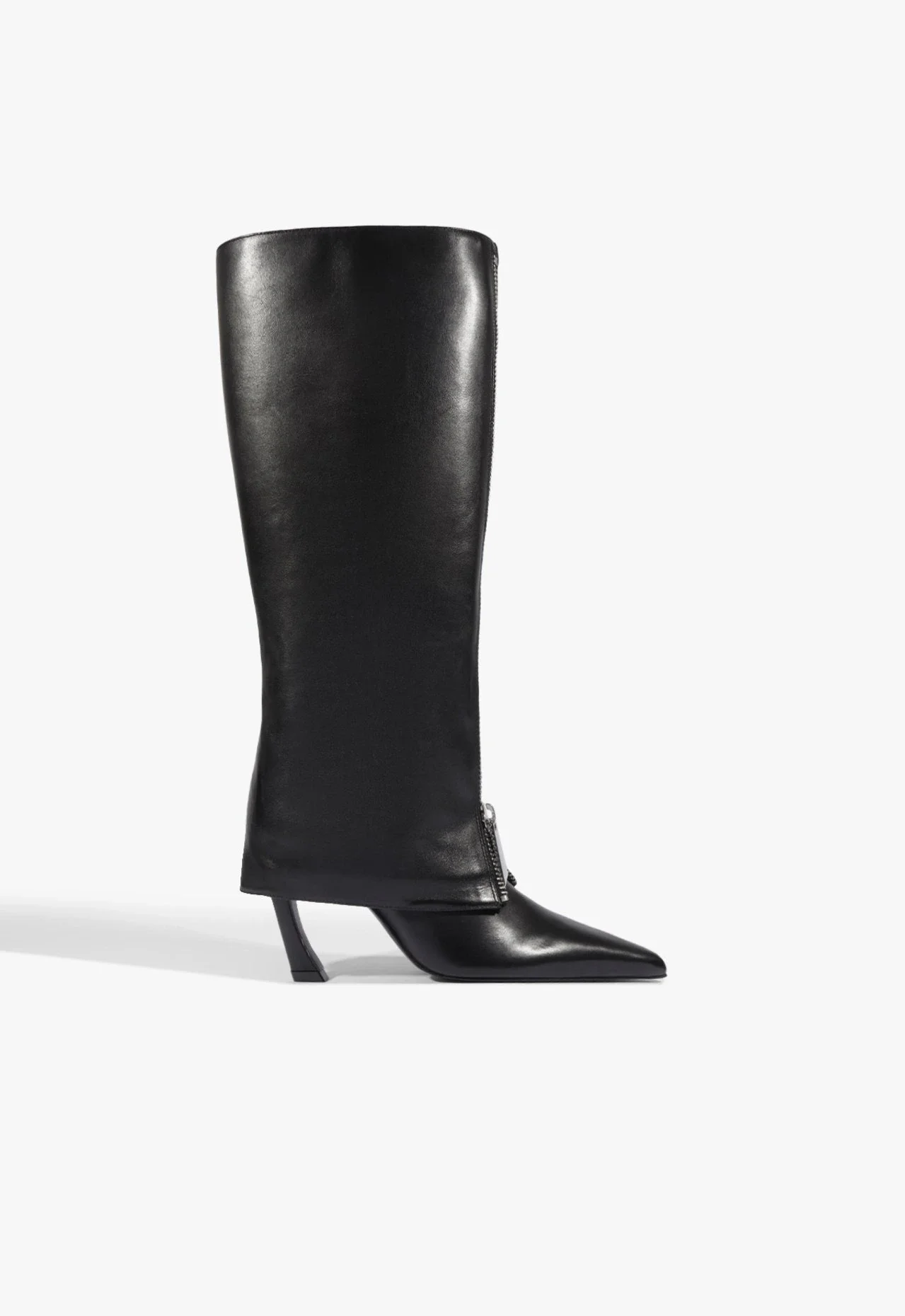 Bota Lexi Zip Bootie Mid Couro Preta