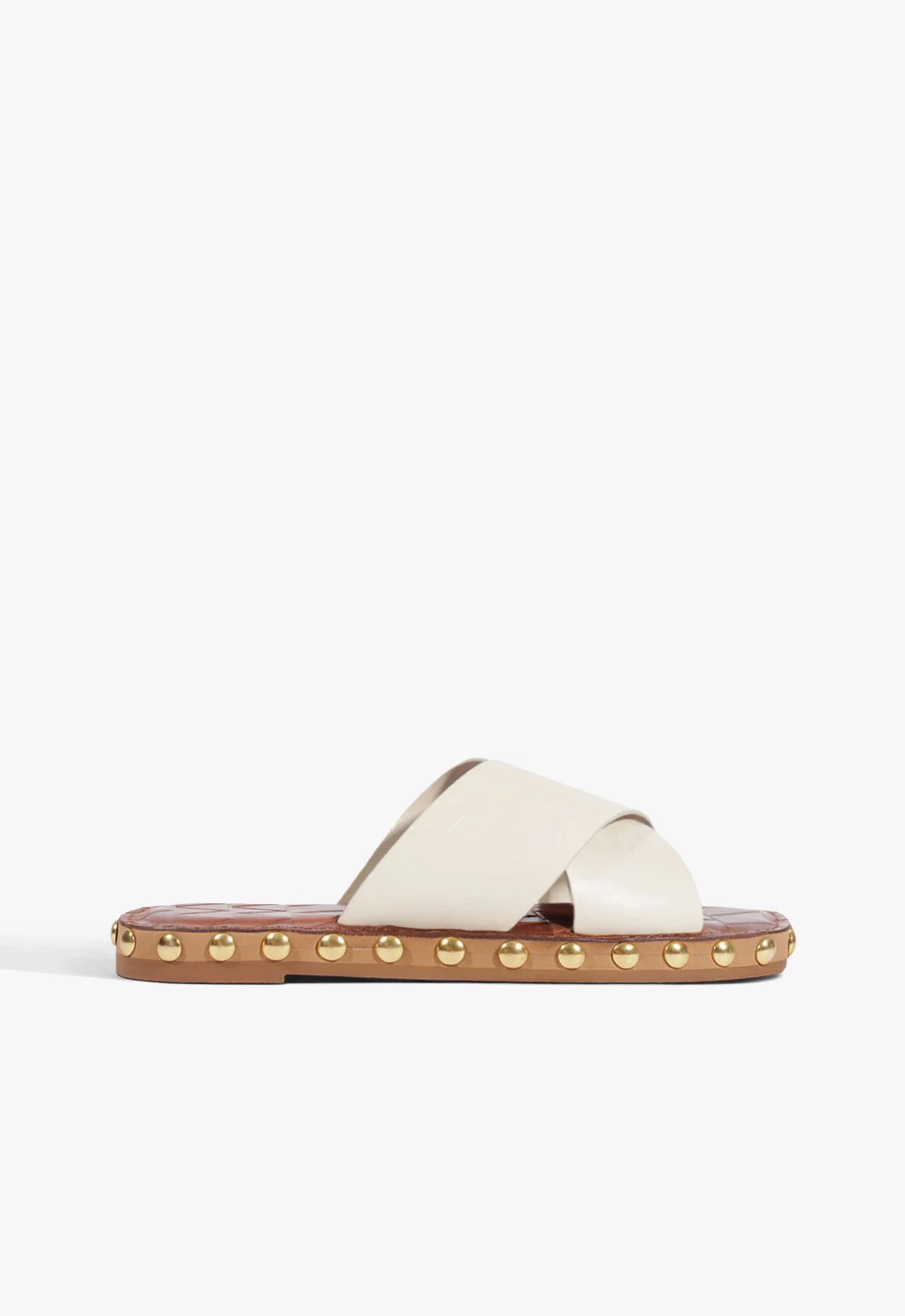 Sandália Tiras Studs Couro Branca