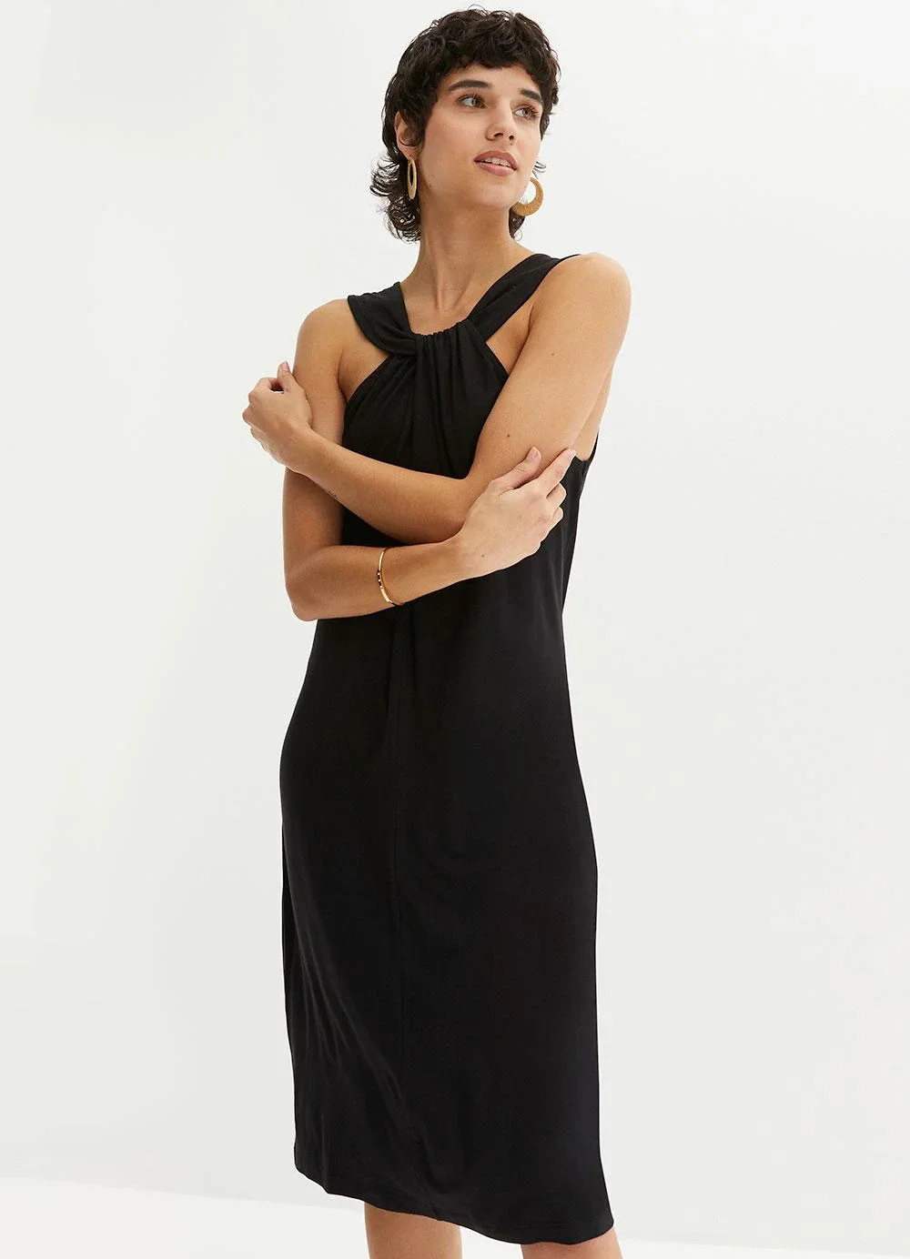 bonprix - Vestido Preto em Malha de Viscose