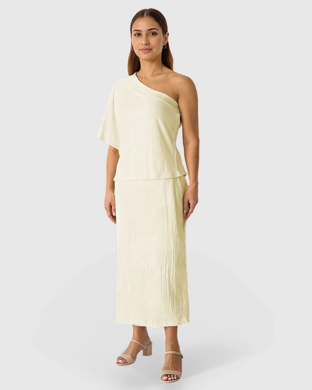 Blusa Feminina Decote Ombro Só Em Tecido Linho Texturizado