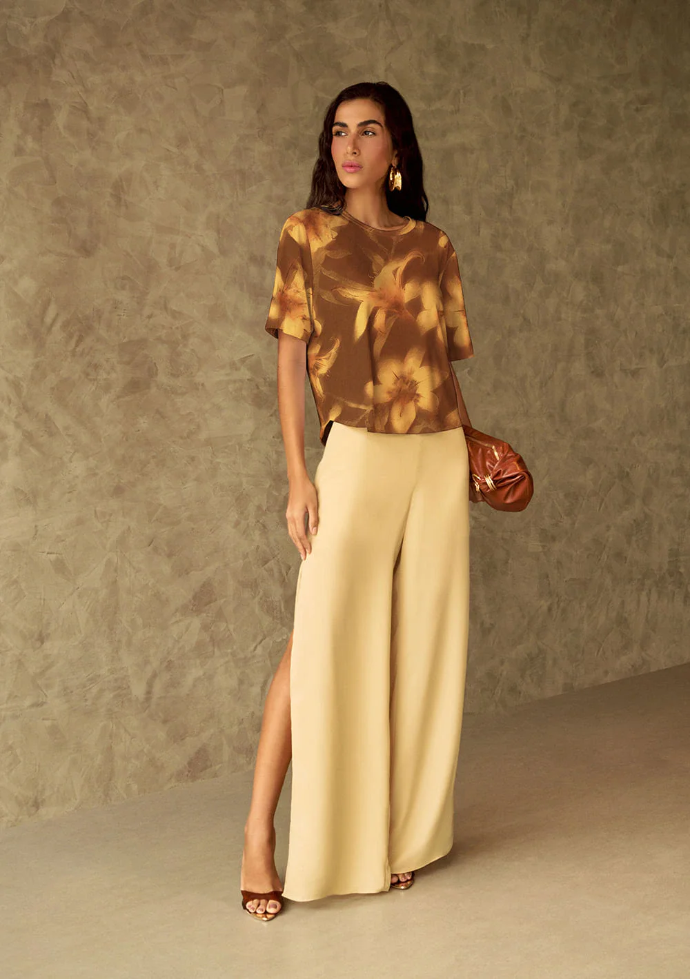 Calça Zinco Reta Alta Amarelo