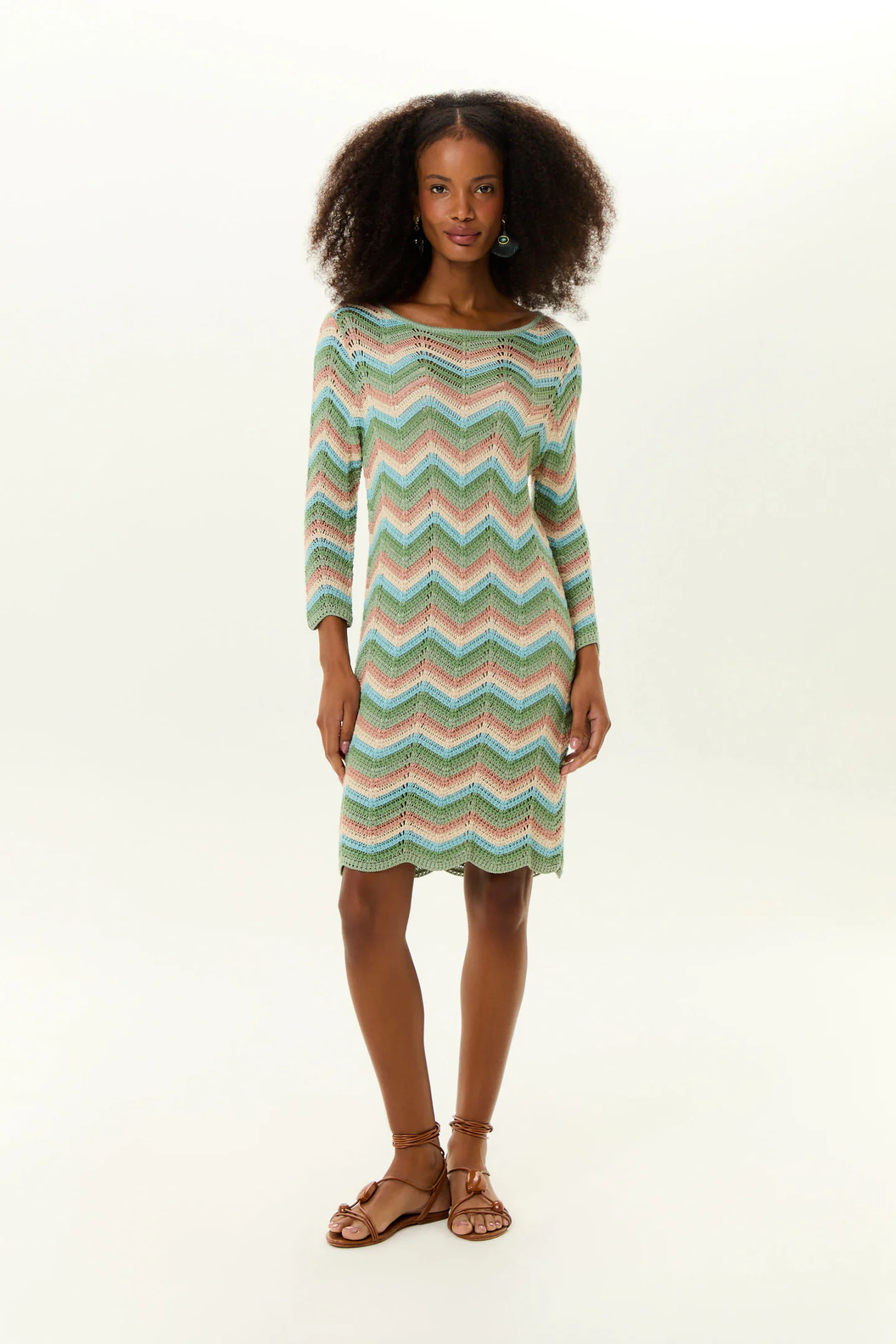 Vestido Curto Tricot Chevron