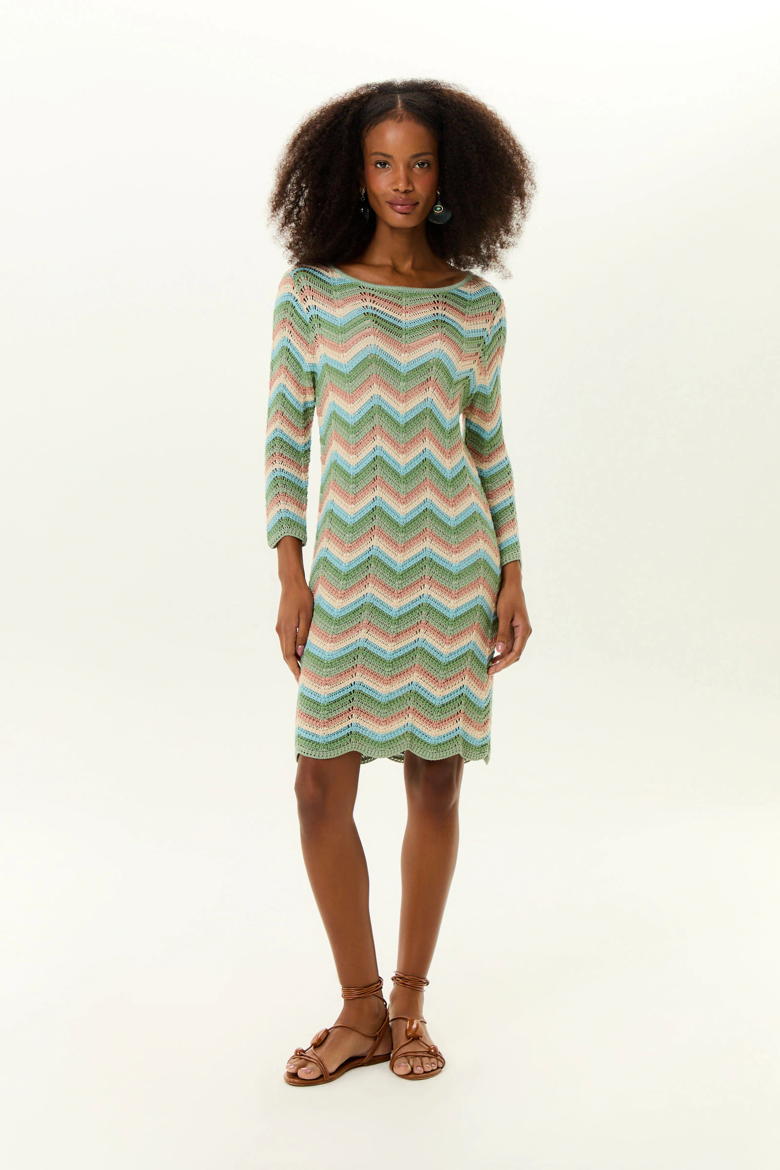 Vestido Curto Tricot Chevron
