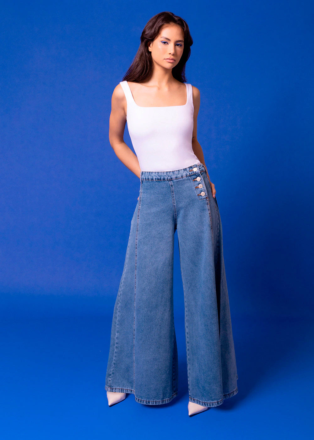 Calça Jeans Sawary Super Wide Leg - 283631 AZUL