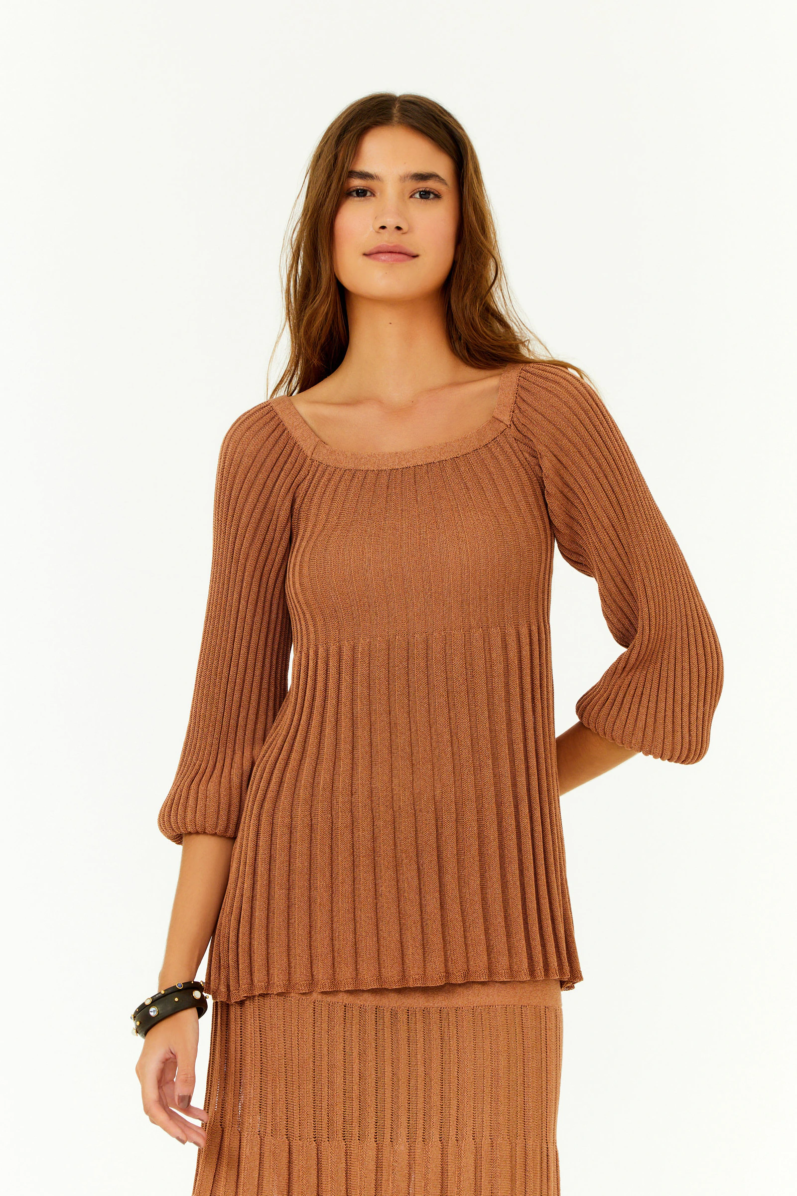 Blusa Tricot Pala Ombro a Ombro