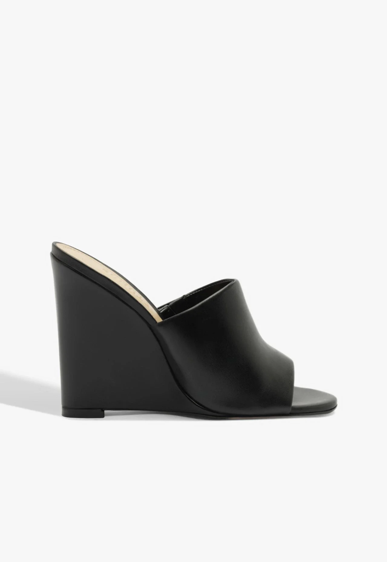 Tamanco Plataforma Wedge Couro Preto