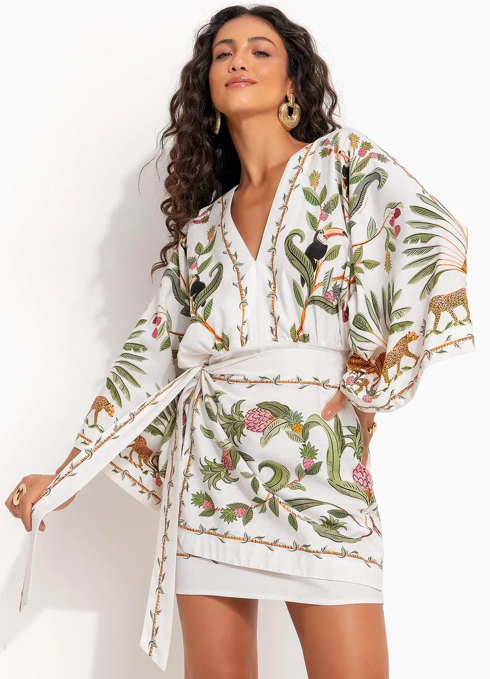 Farm - Vestido Curto Floresta Doce Off White
