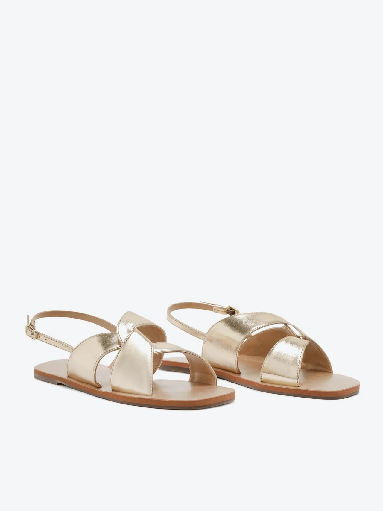 Sandália Rasteira Slingback Monocolor Dourada