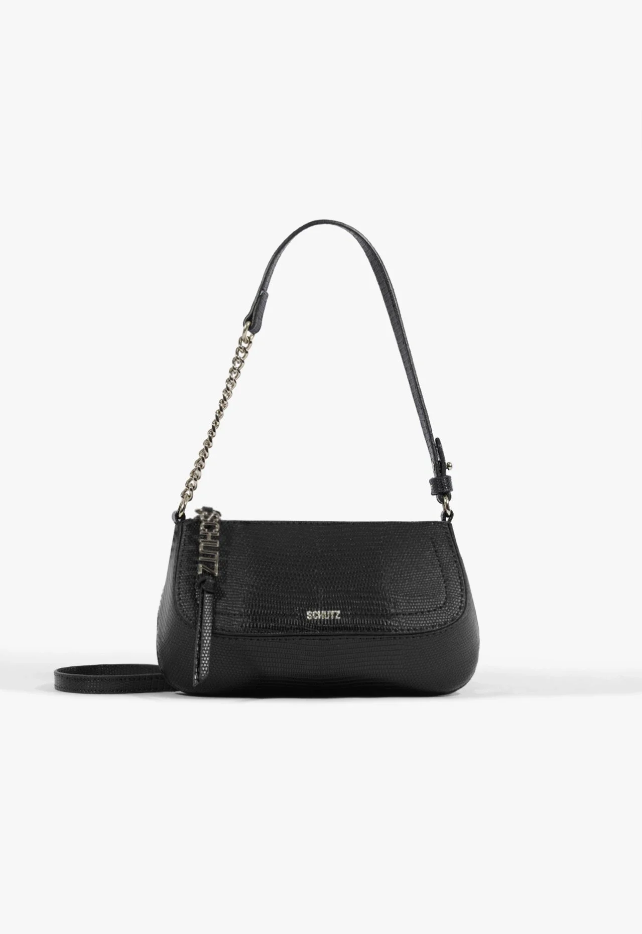 Bolsa Tiracolo Tina Croco Pequena Preta