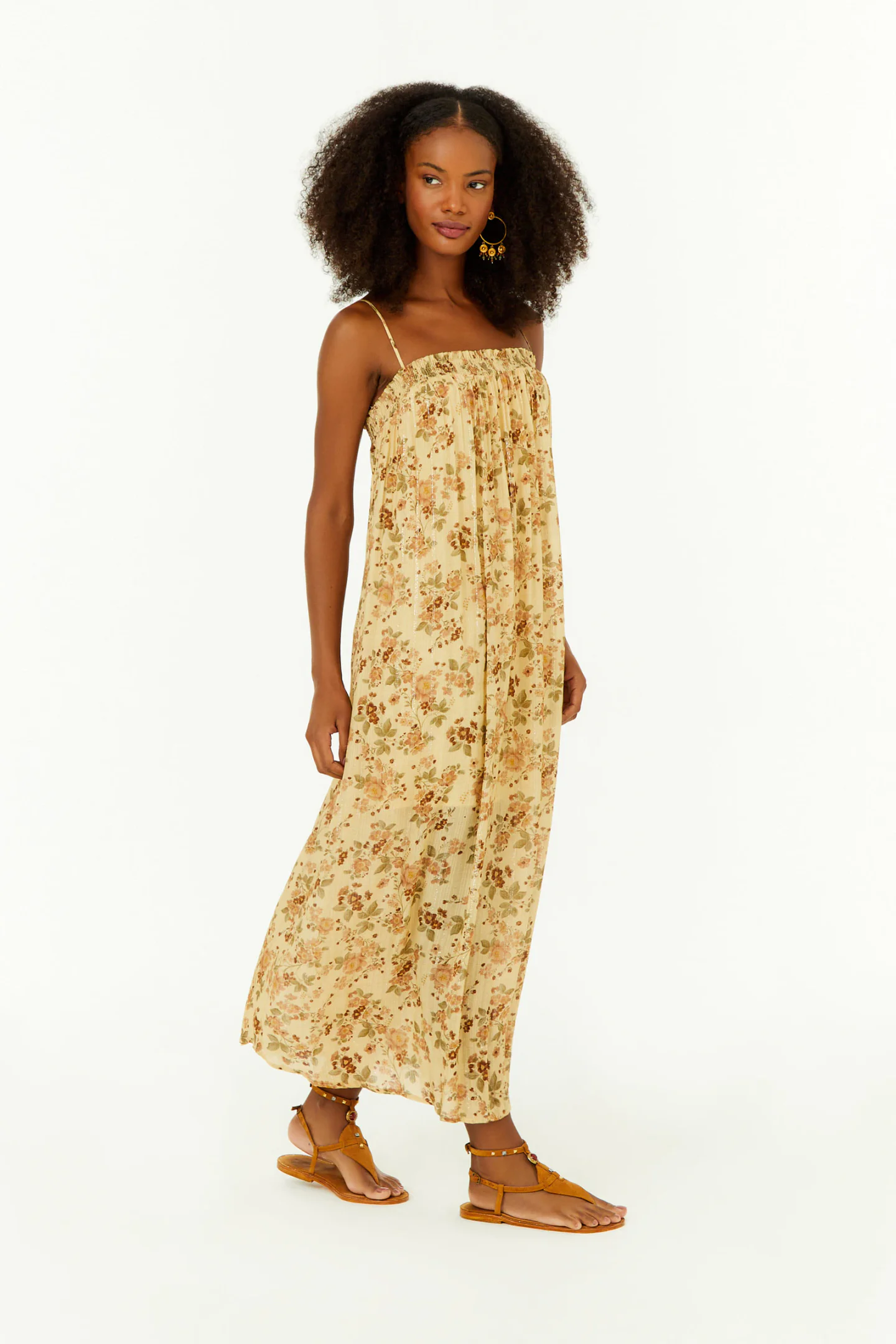 Vestido Midi Lastex Estampa Blush