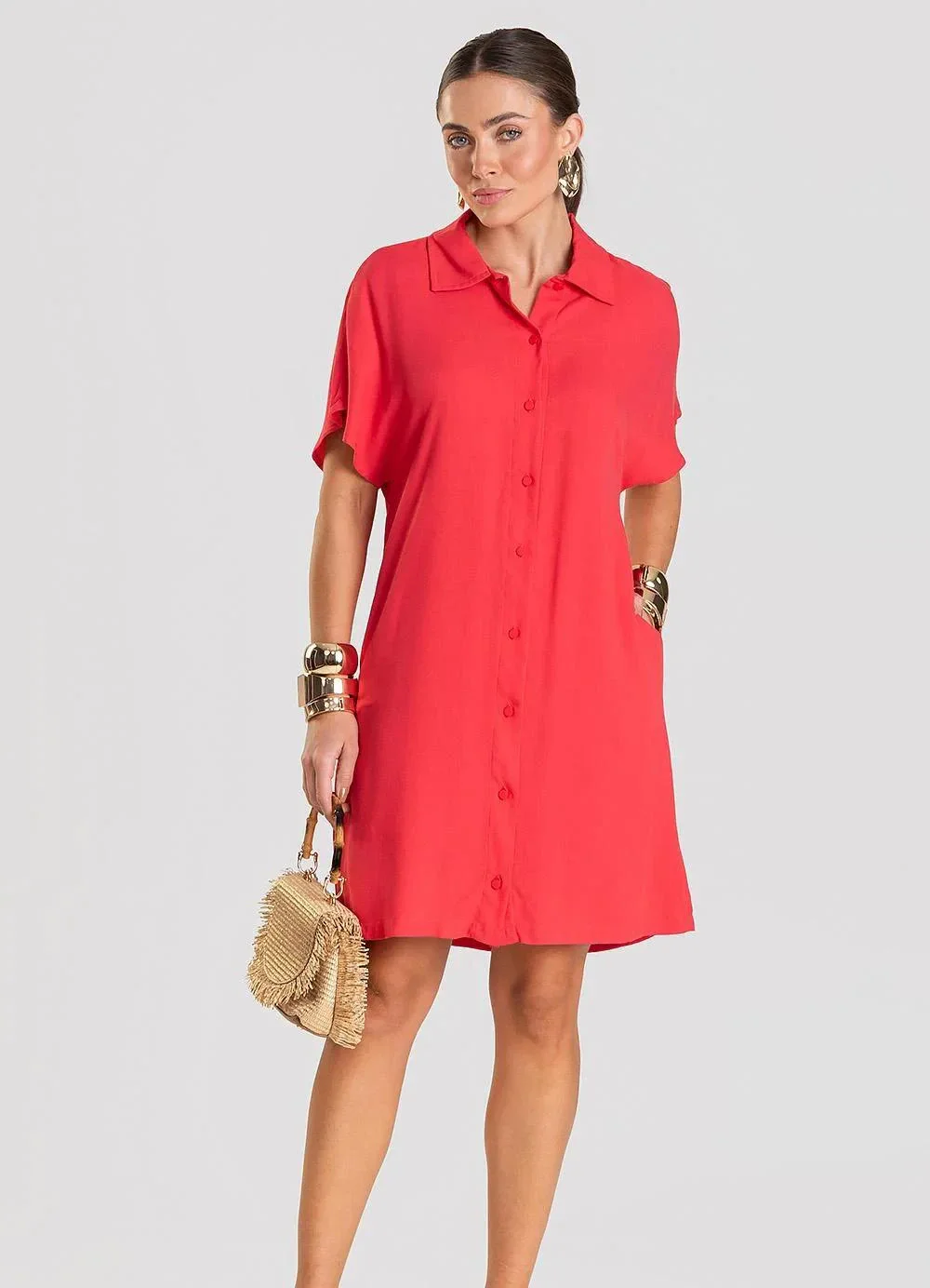 Dianna - Vestido Feminino Chemise Vermelho