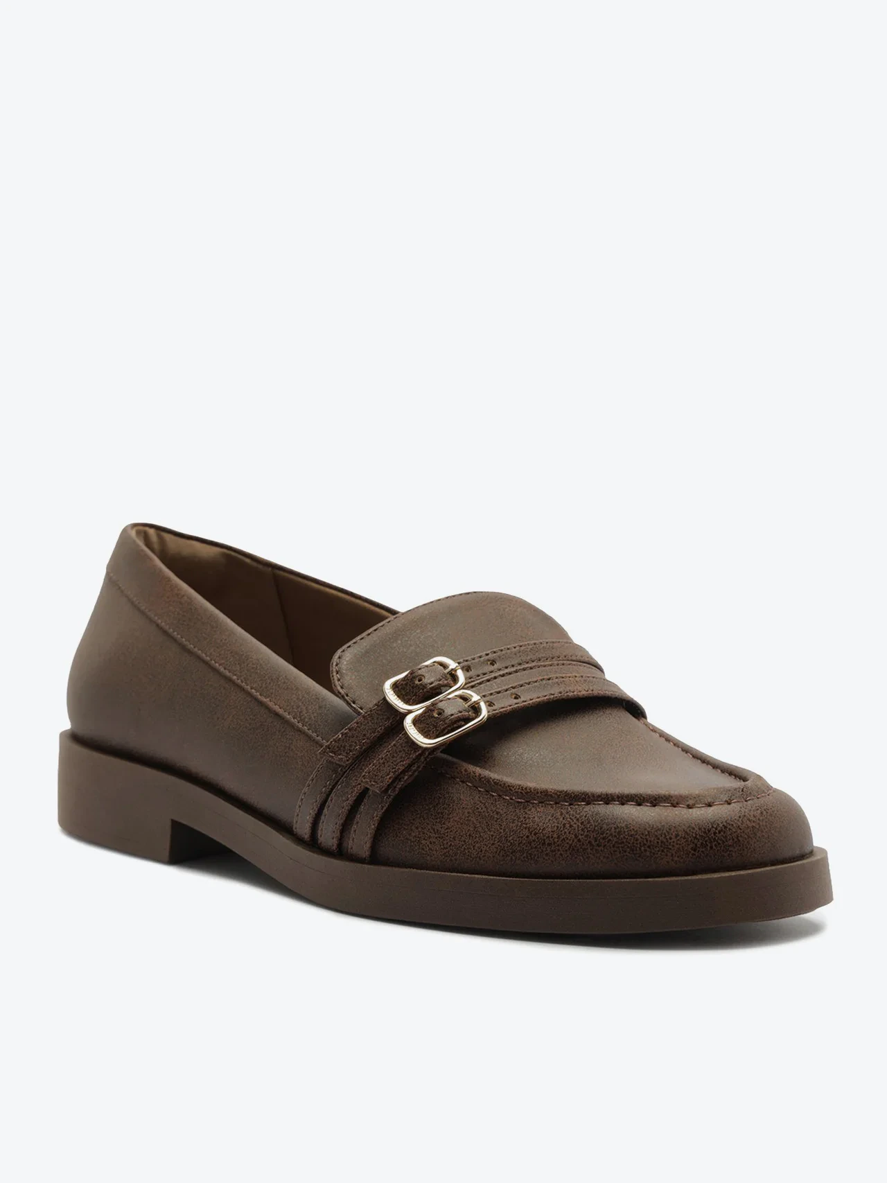 Mocassim Com Detalhes De Fivela Na Pala Marrom